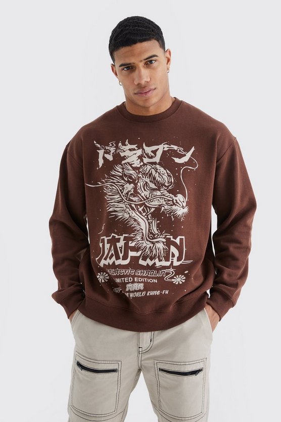 Oversize Sweatshirt mit Oriental Print