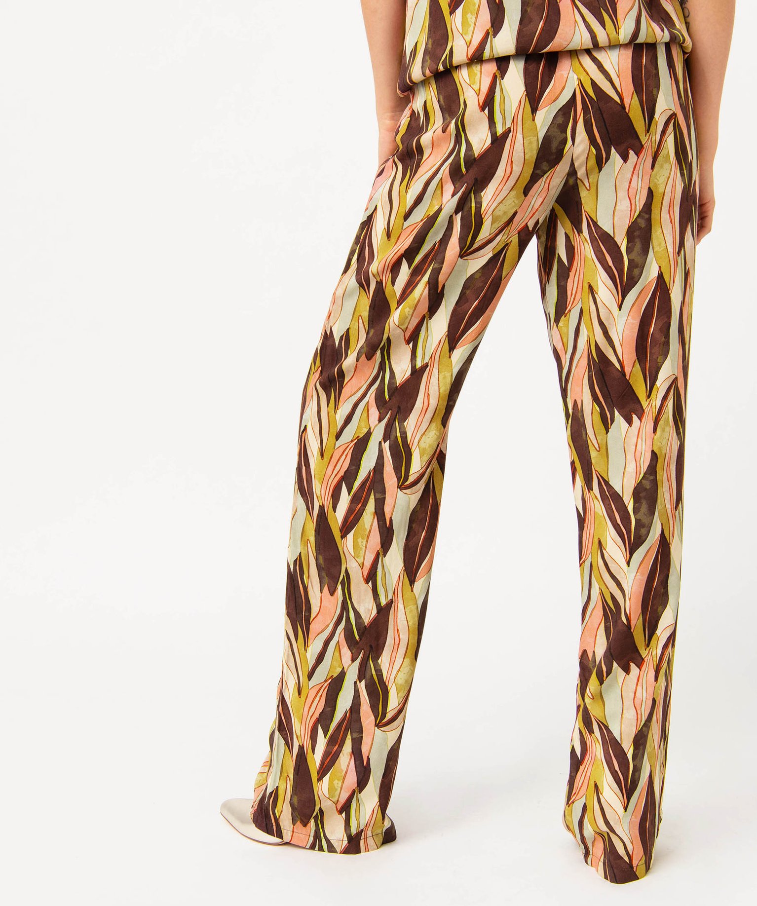 Pantalon fluide à motif feuillage femme imprime | GEMO