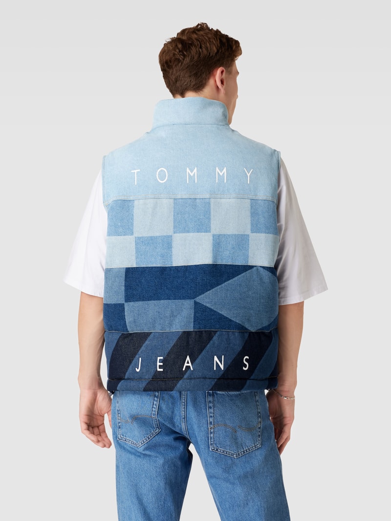 Steppweste mit Label-Patch Modell 'PUFFER' in jeans
