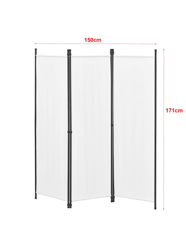 en.casa Raumteiler Huesca - 3-teilig in Weiß (H)171cm (B)150cm günstig kaufen onesize