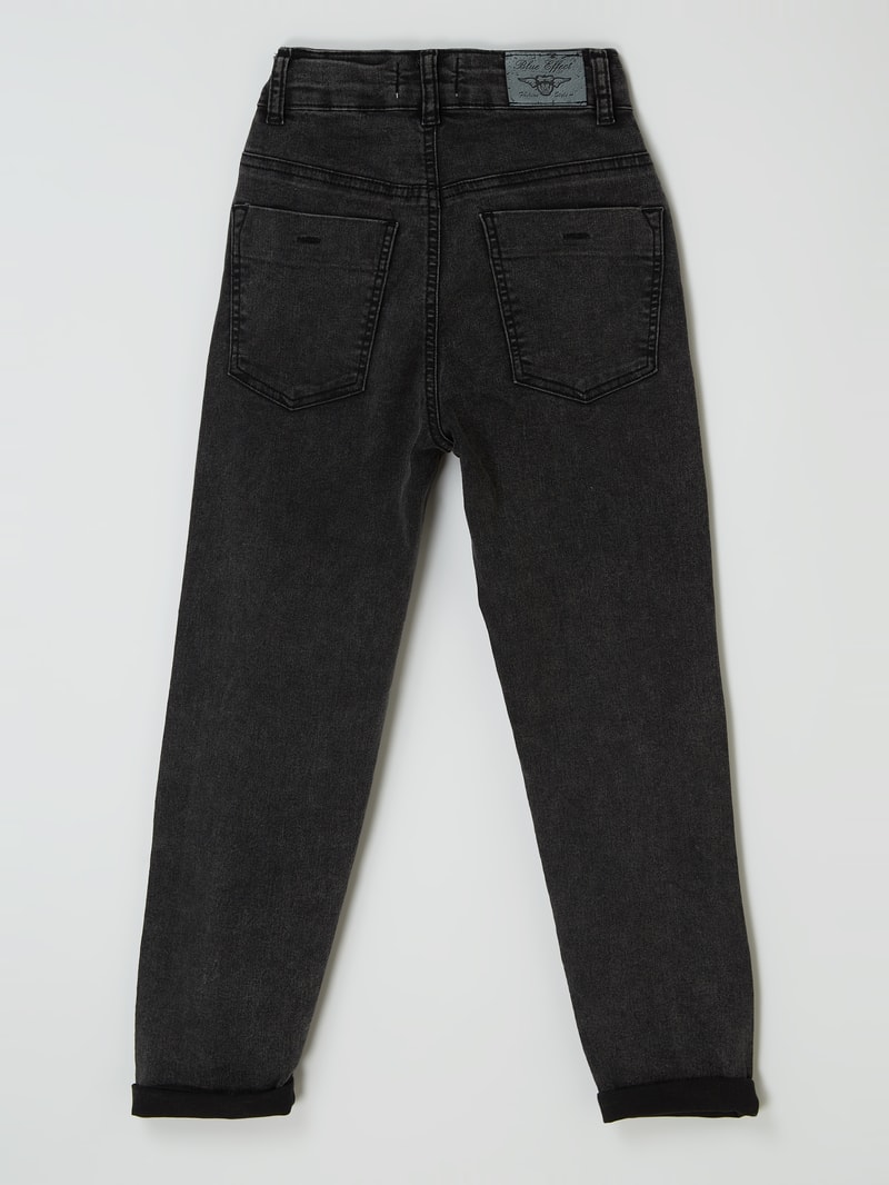 Cropped Balloon Fit Jeans mit Stretch-Anteil in schwarz