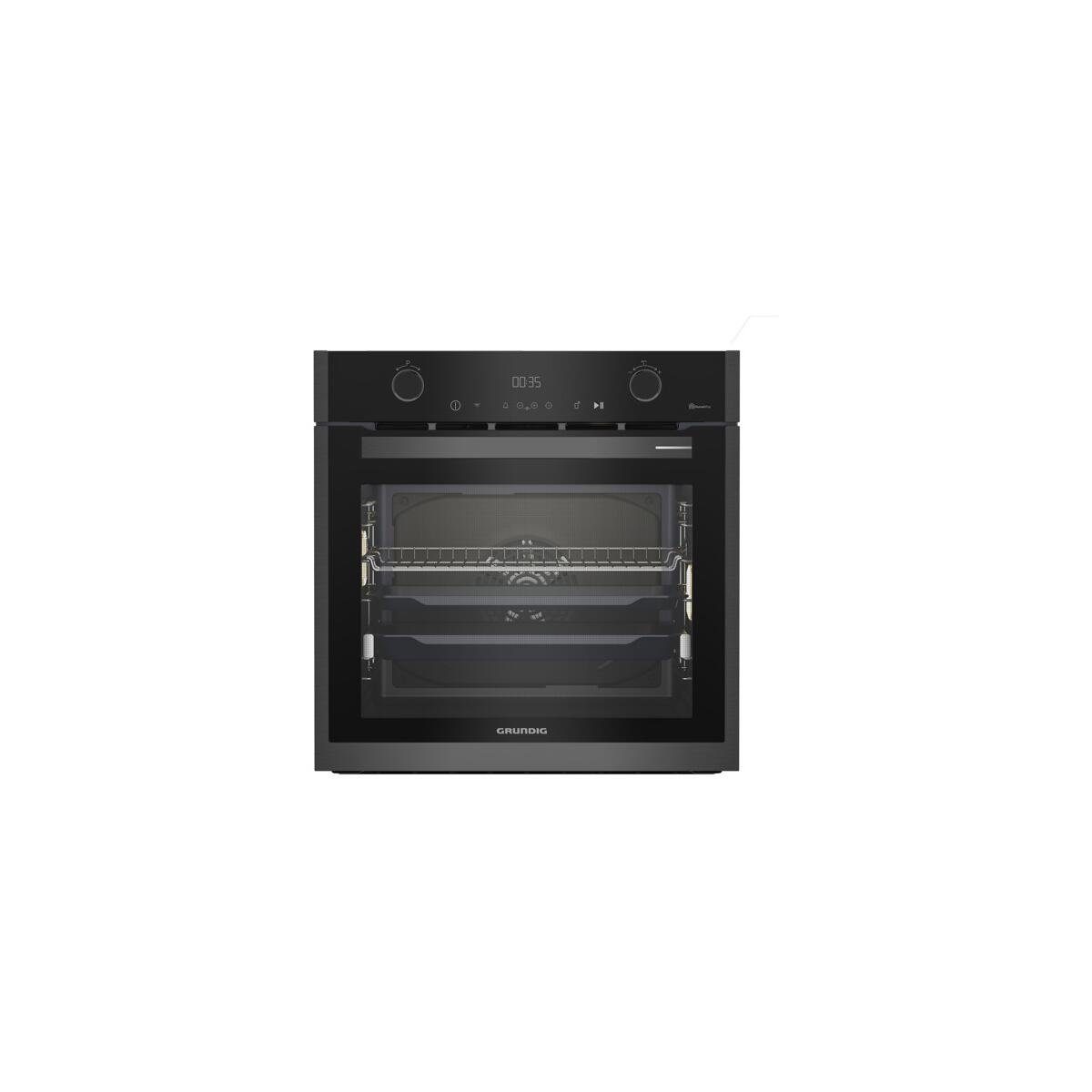 Grundig Einbaubackofen Grundig GEBM19400DXHI A+ Einbaubackofen, 71 L, Dark Inox, Pyrolyse-Selbstreinigung