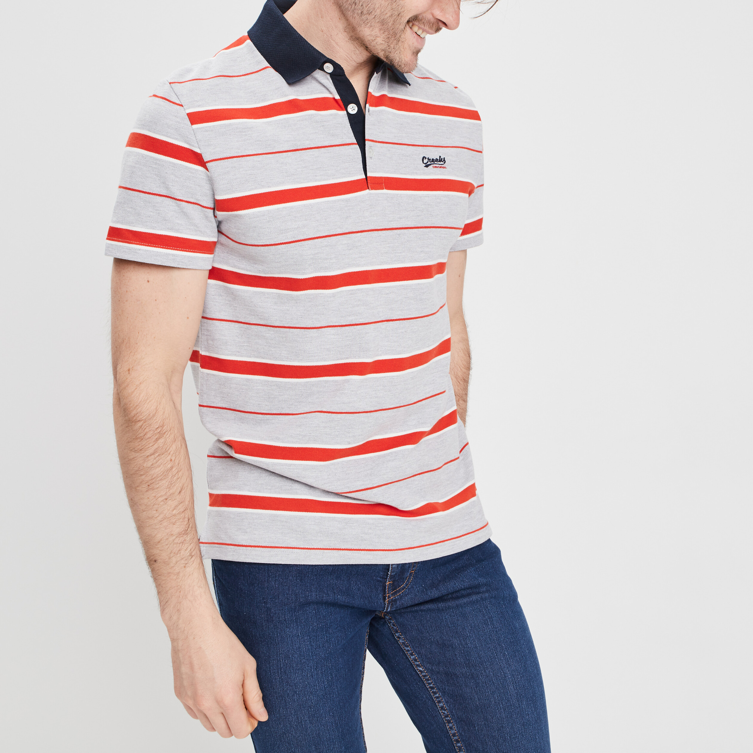 Polo manches courtes Creeks gris homme | La Halle