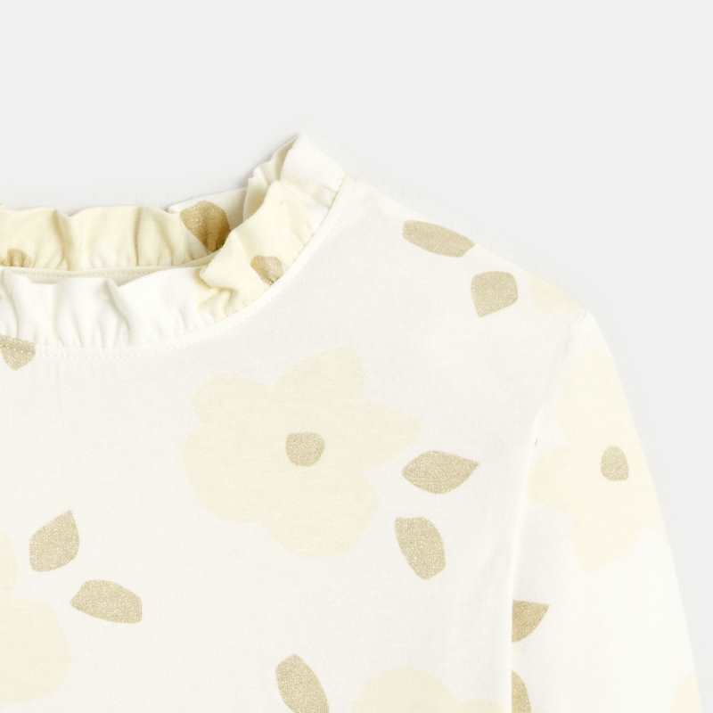 T-shirt irisé à col volanté blanc fille