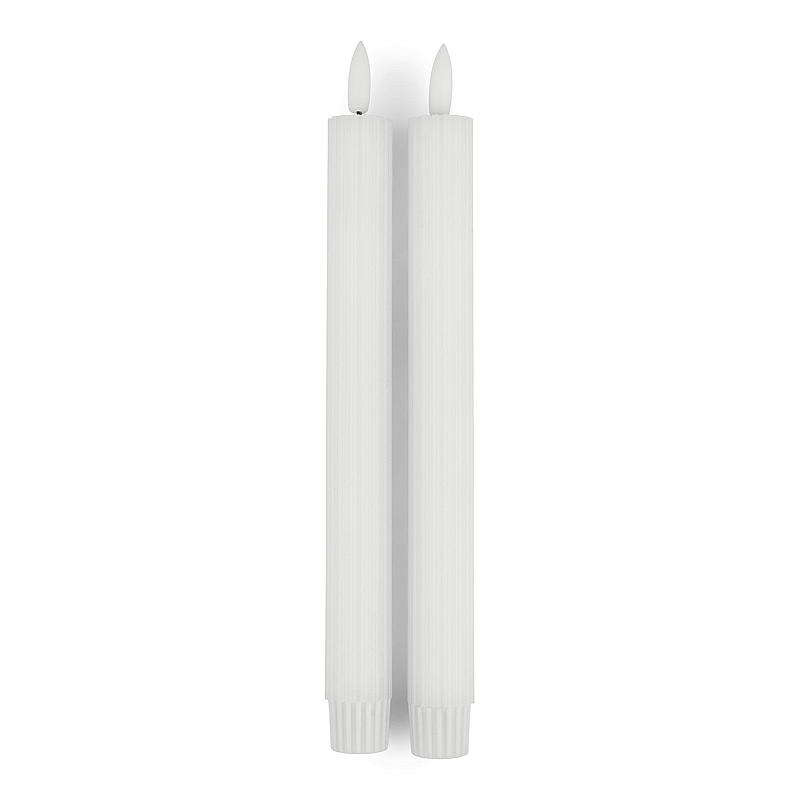 Vie Selected Kronelys 2-pk 24 cm LED rille hvit