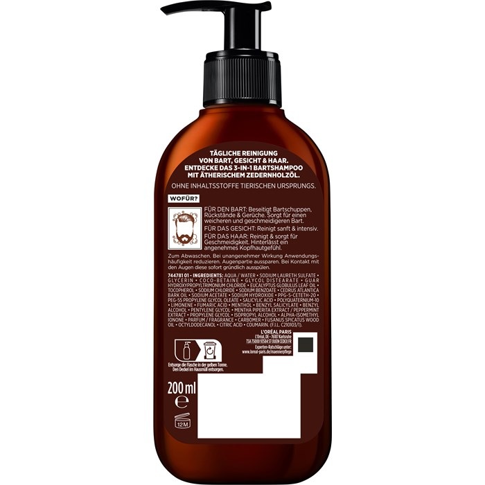 3In1 Shampoo Bart + Gesicht + Haar