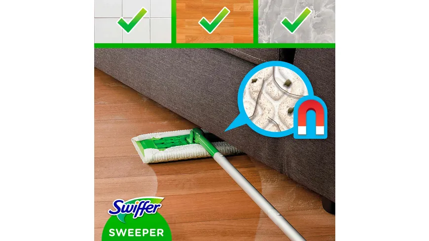 Swiffer Bodenstab Starterset + 8 Trockentücher + 3 Wet Wischtücher Pink