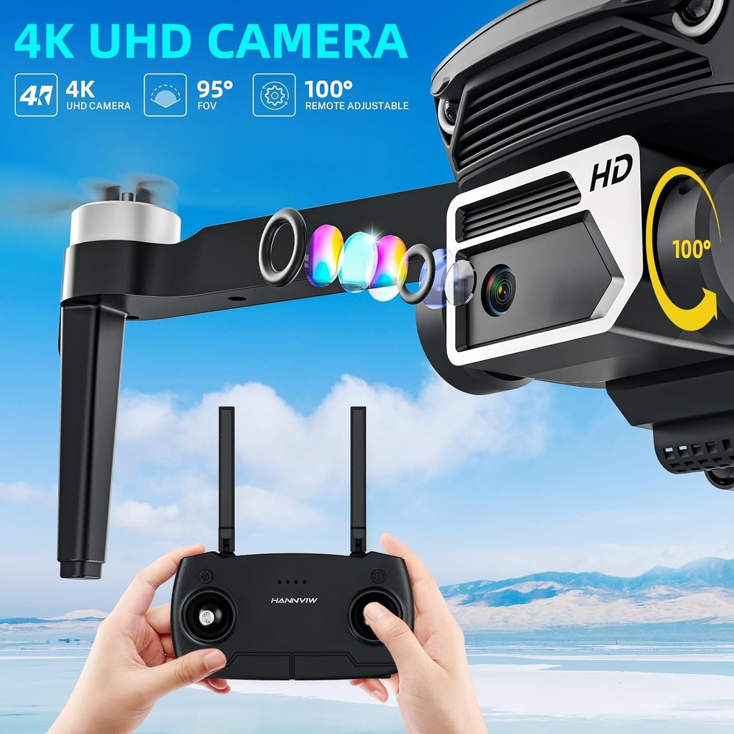 HANNVIW Drohne (4k, 4k für Erwachsene, Unter 249g, RC Quadrocopter 5G FPV übertragung)