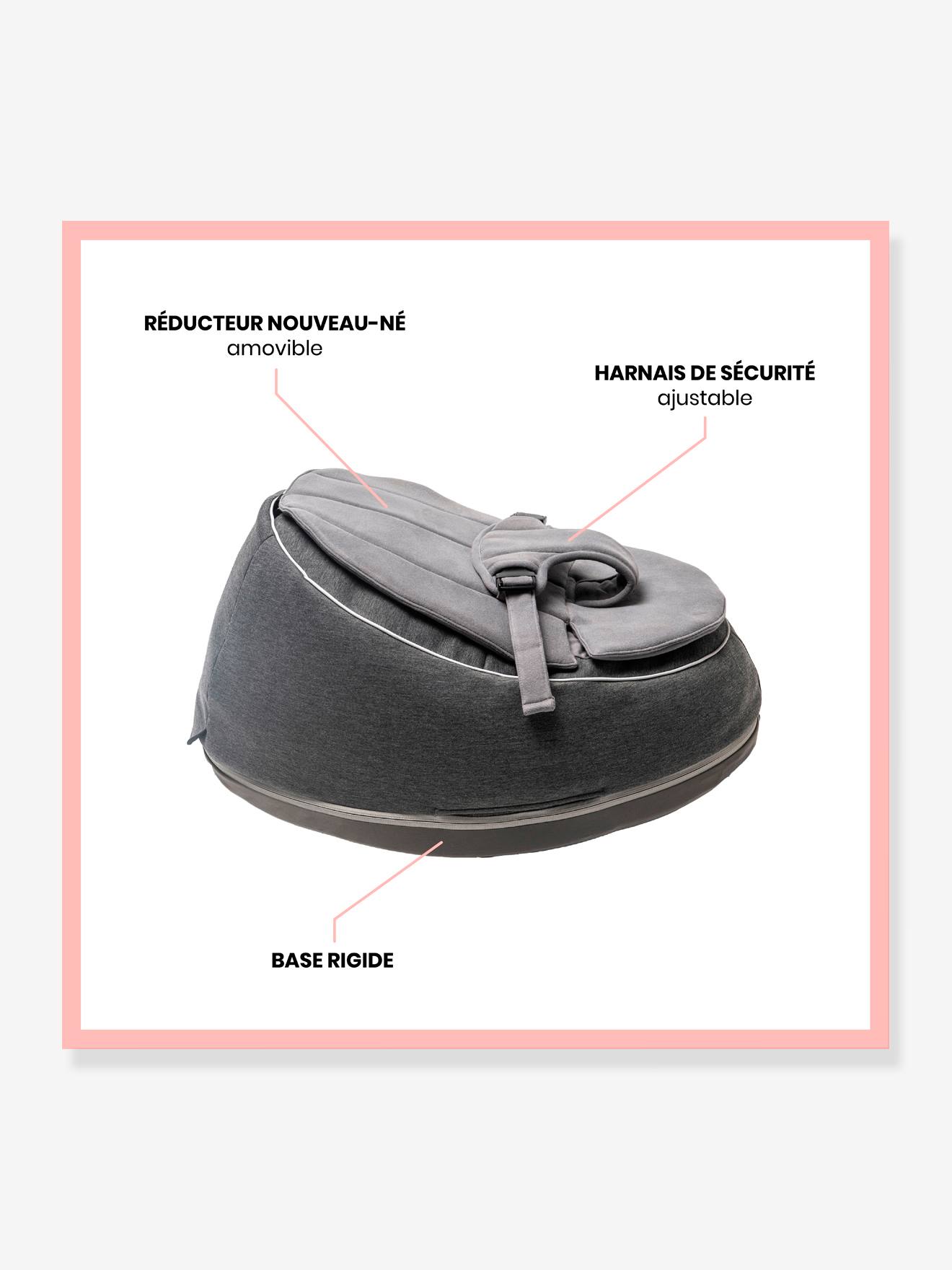 Transat et pouf Doomoo Seat’n Swing BABYMOOV avec balancelle intégrée anthracite