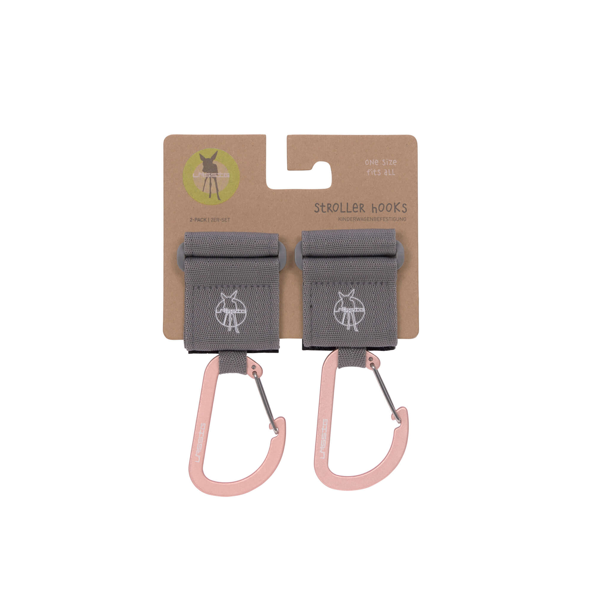 Kinderwagenhaken 2er Set - Karabiner, Grau