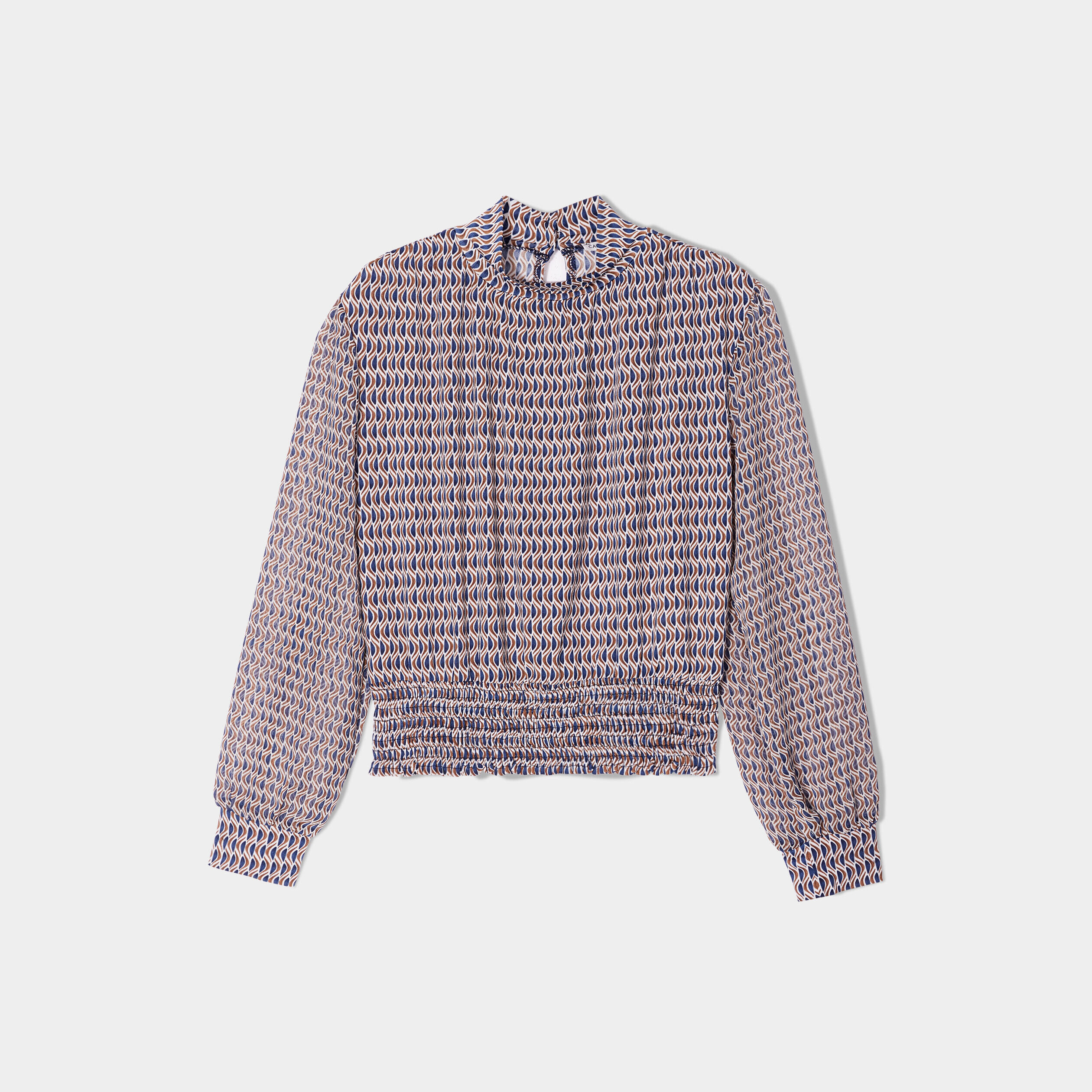 Blouse col montant bleu marine femme | Cache Cache