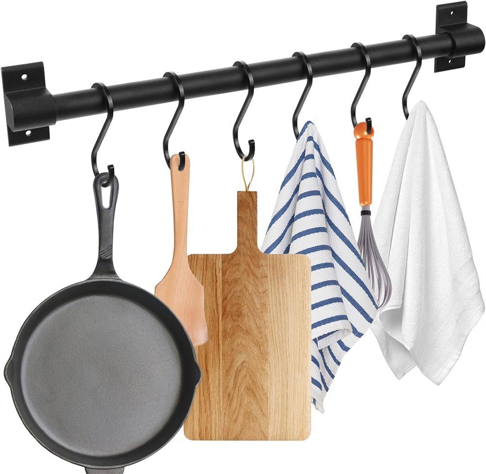 SOEKAVIA Wandhaken Handtuchhalter, Wandhalter mit abnehmbarem S-Haken, schwarz matt