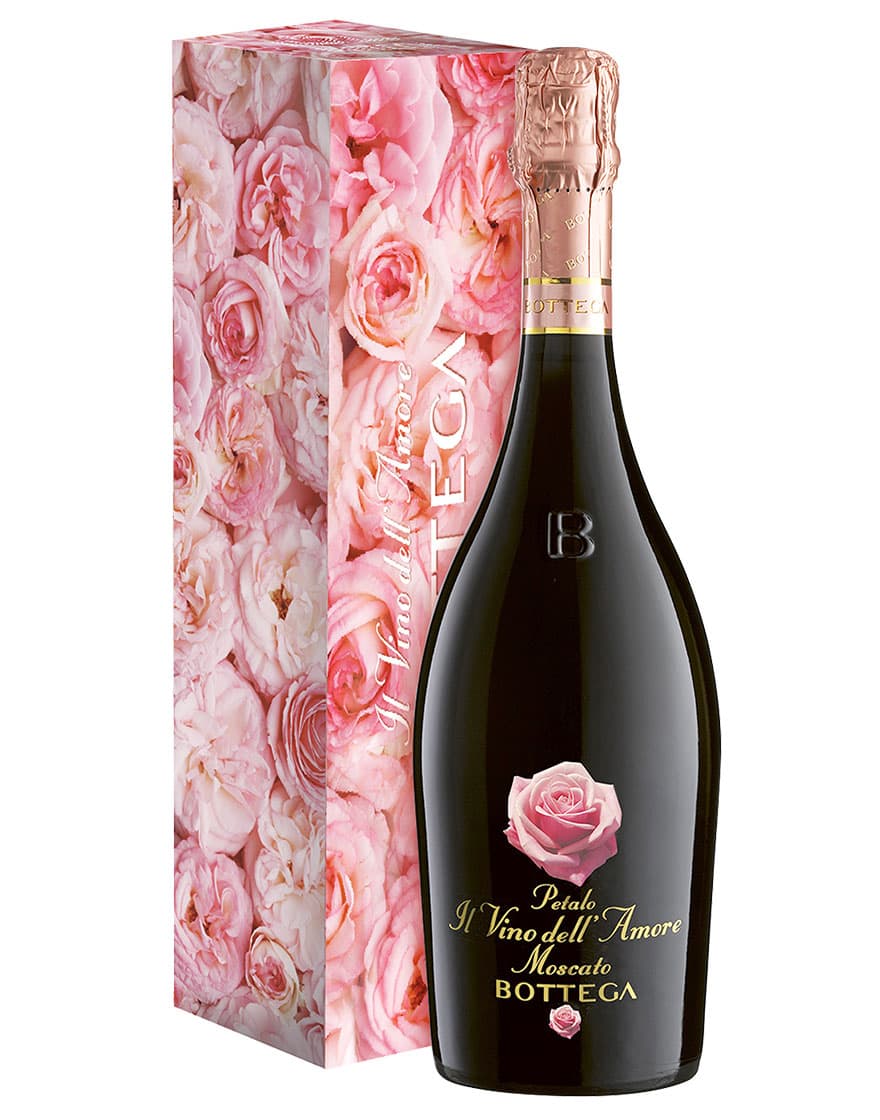 Vino Spumante di Qualità del tipo Aromatico Petalo Il Vino dell'Amore Moscato Bottega 0,75 ℓ, En étui parfumé à la rose
