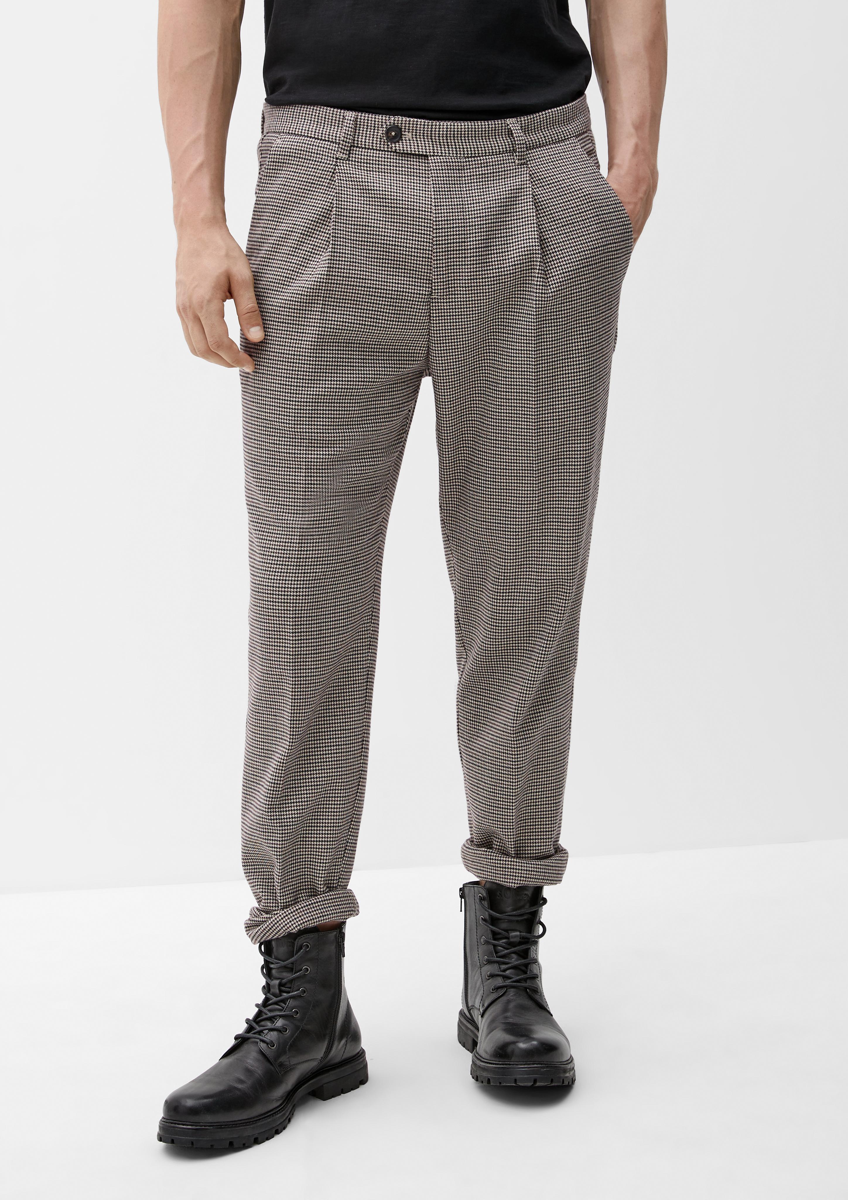 Slim: Gemusterte Bundfaltenhose  2120621-82N3
