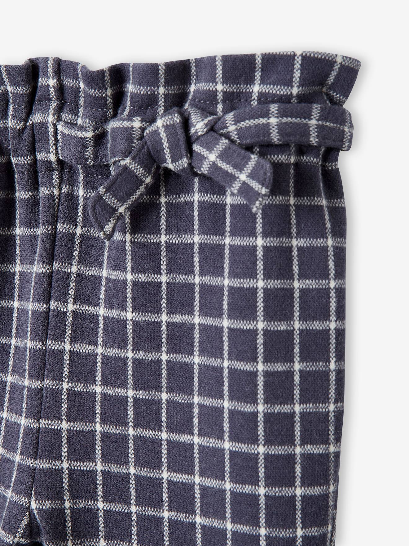 Pantalon en molleton bébé à carreaux carreaux bleu foncé