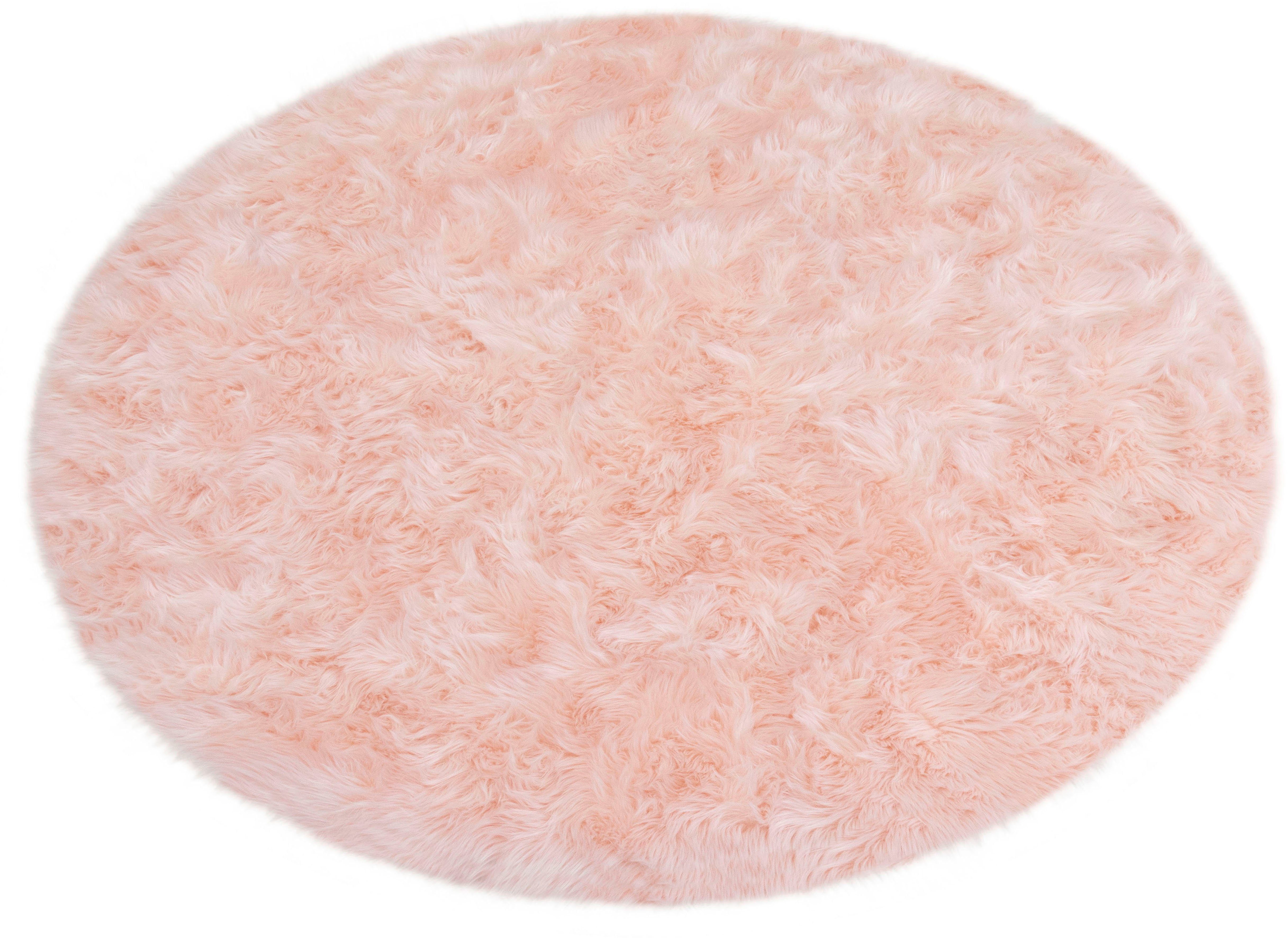 Hochflor-Teppich Dena Teppiche, Home affaire, rund, Höhe: 60 mm, Kunstfell, weich, Uni-Farben, Wohnzimmer, Schlafzimmer, Esszimmer