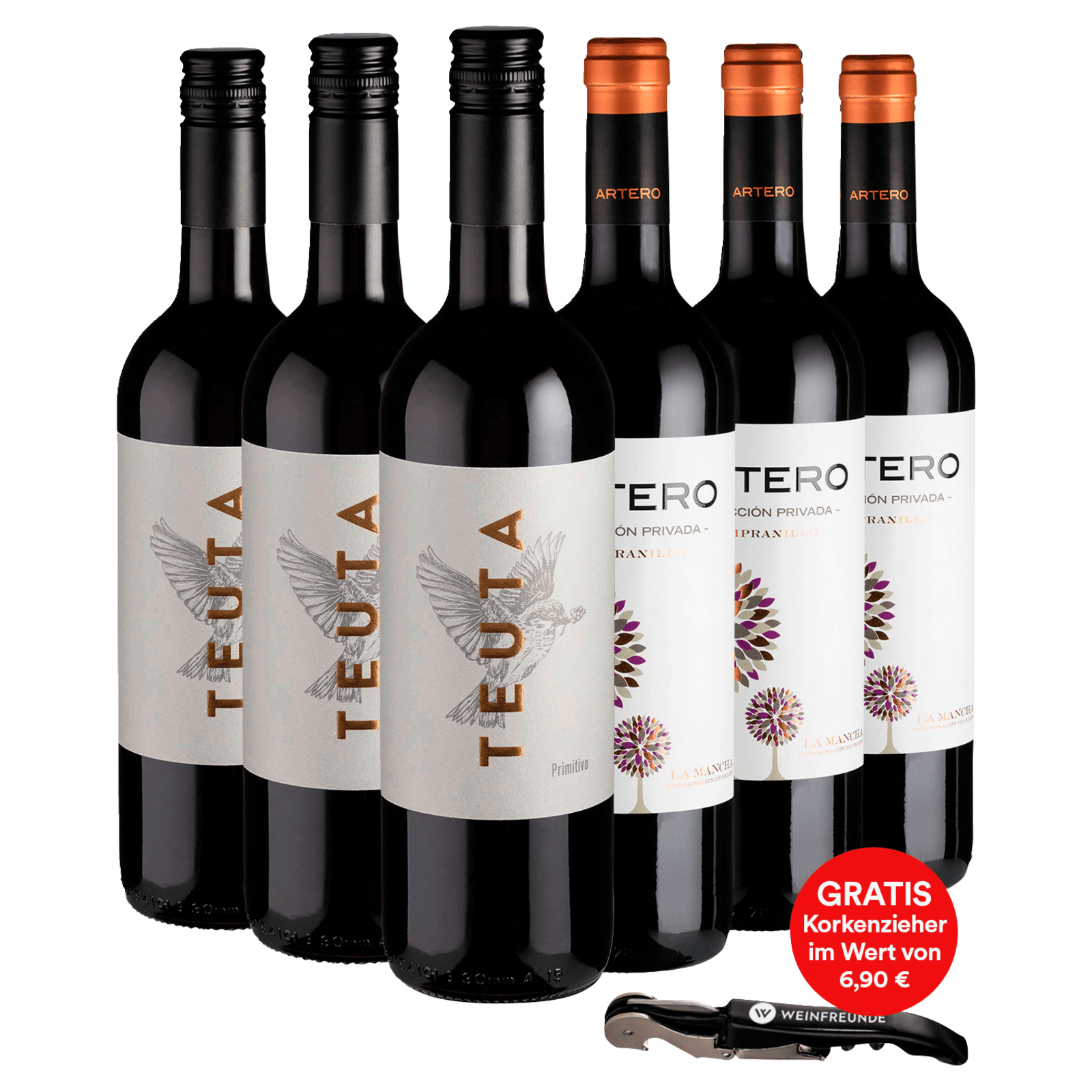 Weinset Rotwein Topseller, 3er Set, 6x0,75l