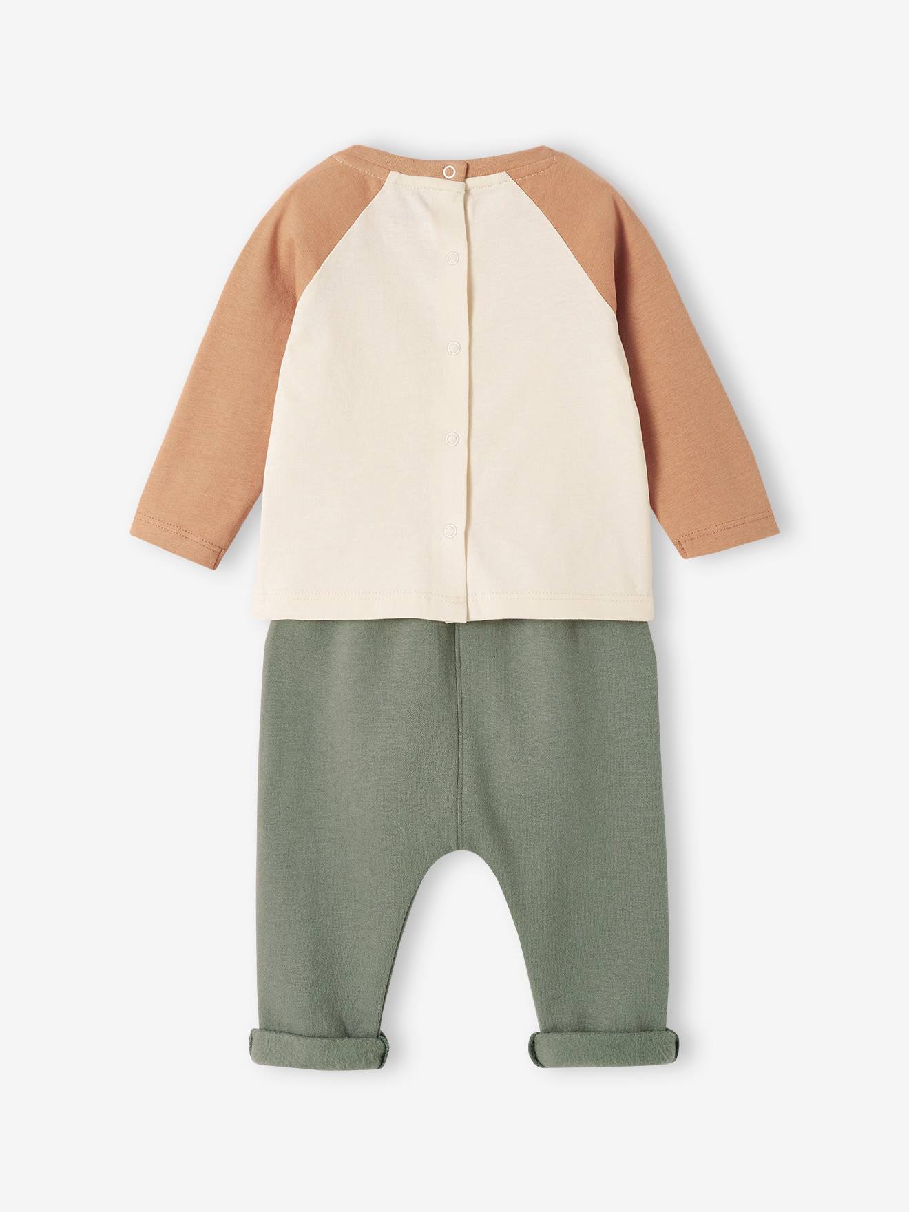 Ensemble bébé : T-shirt à personnaliser + pantalon en molleton vert