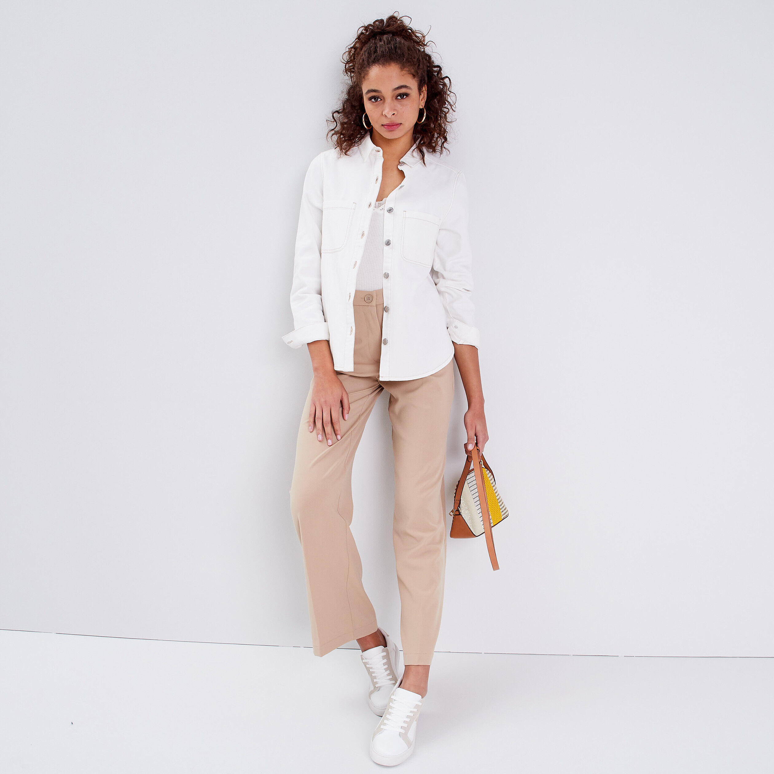 Chemise manches longues ecru femme | Cache Cache