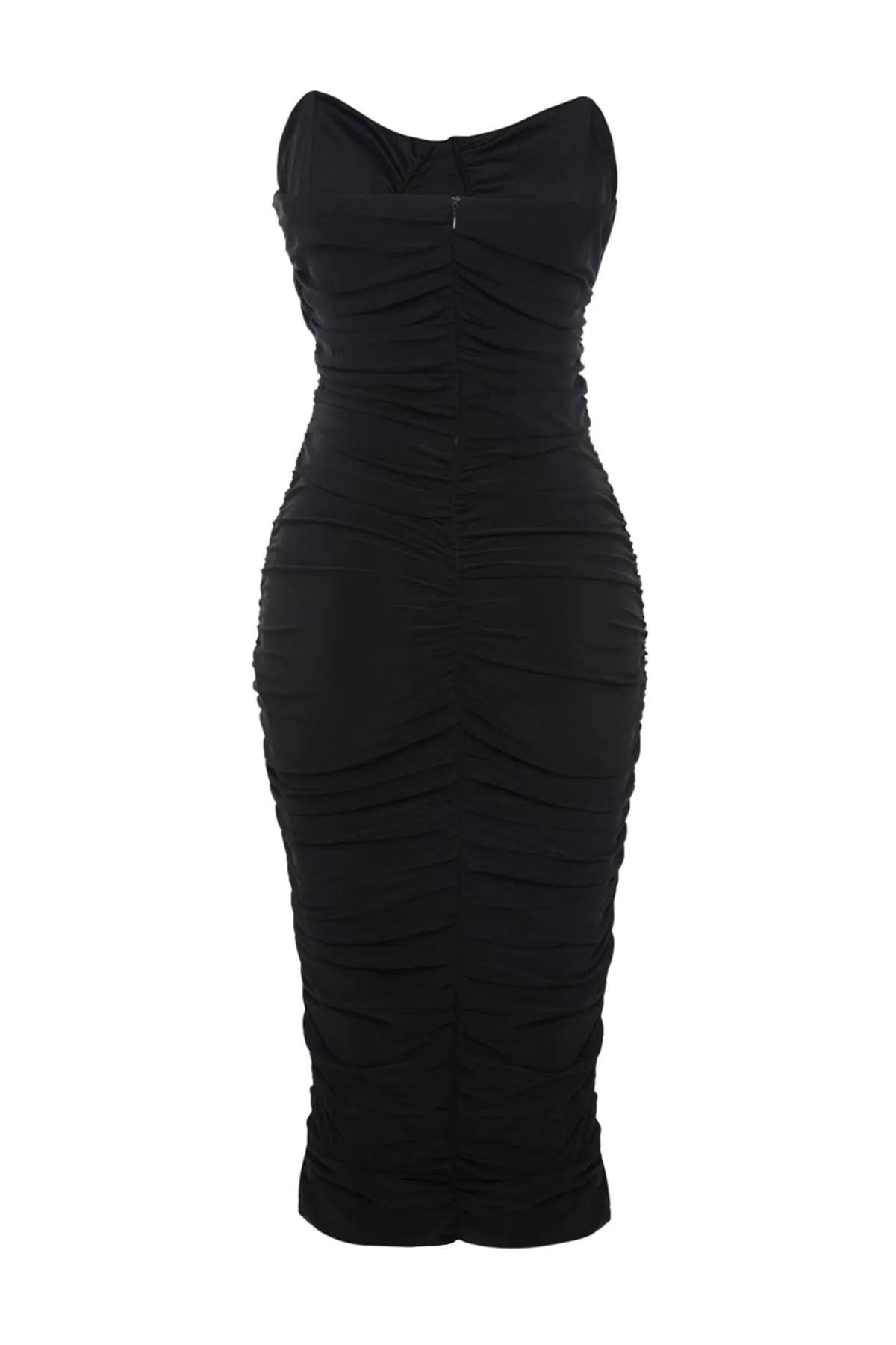 Trendyol Collection  Schwarzes, figurbetontes, gefüttertes, elegantes Abendkleid aus Tüll TPRSS23EL00273