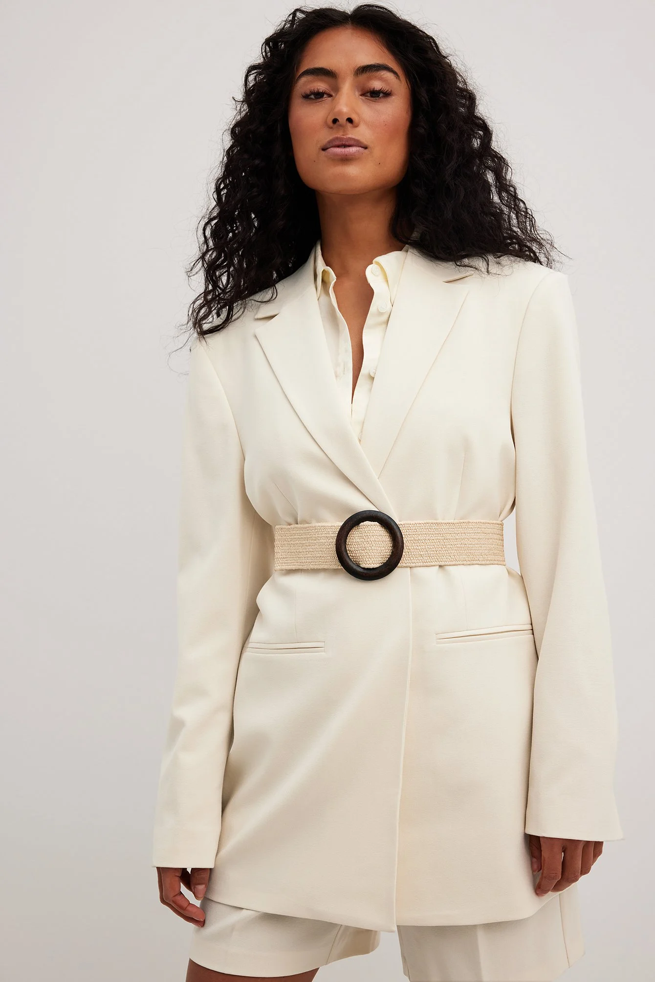 Oversize-Blazer mit geflochtenem Gürtel