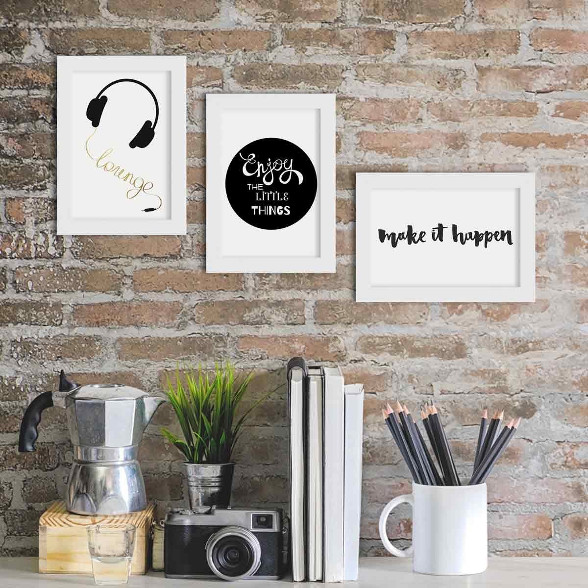 PHOTOLINI Bilderrahmen 3er Set, stabiles MDF-Holz, mit Acrylglas, extra Zubehör