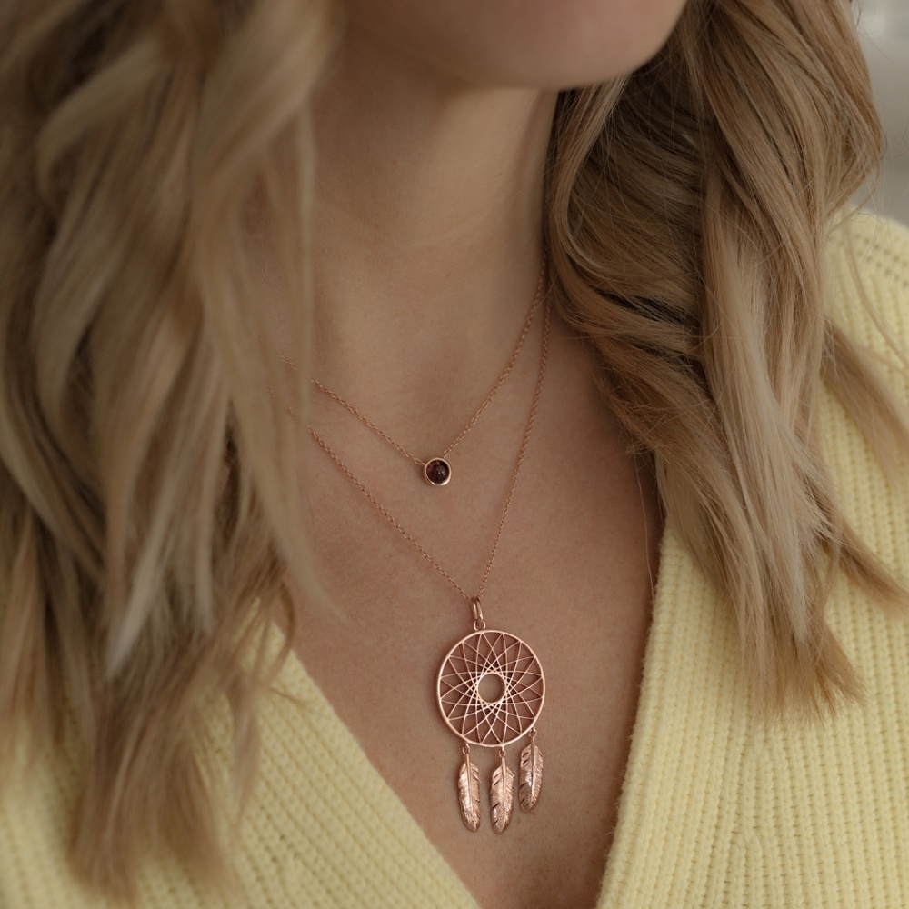 Glanzstücke München Collier en argent Argent sterling Grenat en Or rose collier