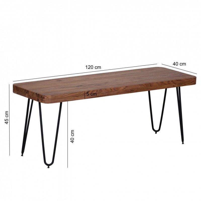 Wohnling Massivholz Akazie Sitzbank 120 x 40 x 45 cm Neu