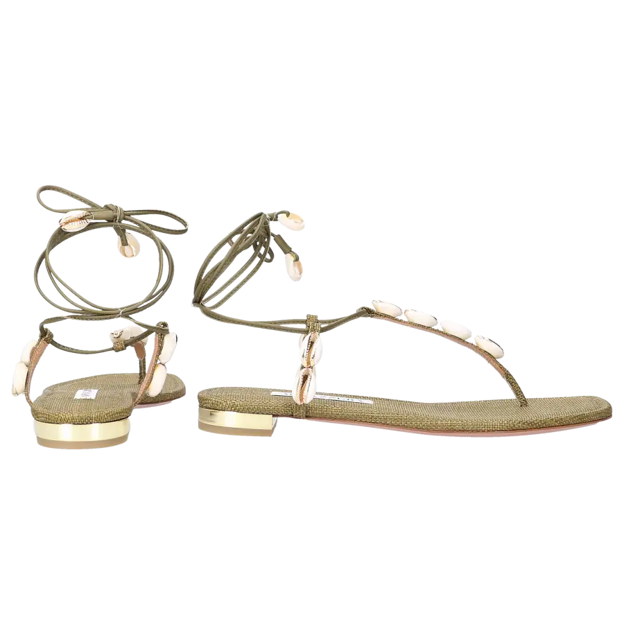 Aquazzura - Zehentrenner OF TO THE BEACH Kalbsleder - grün