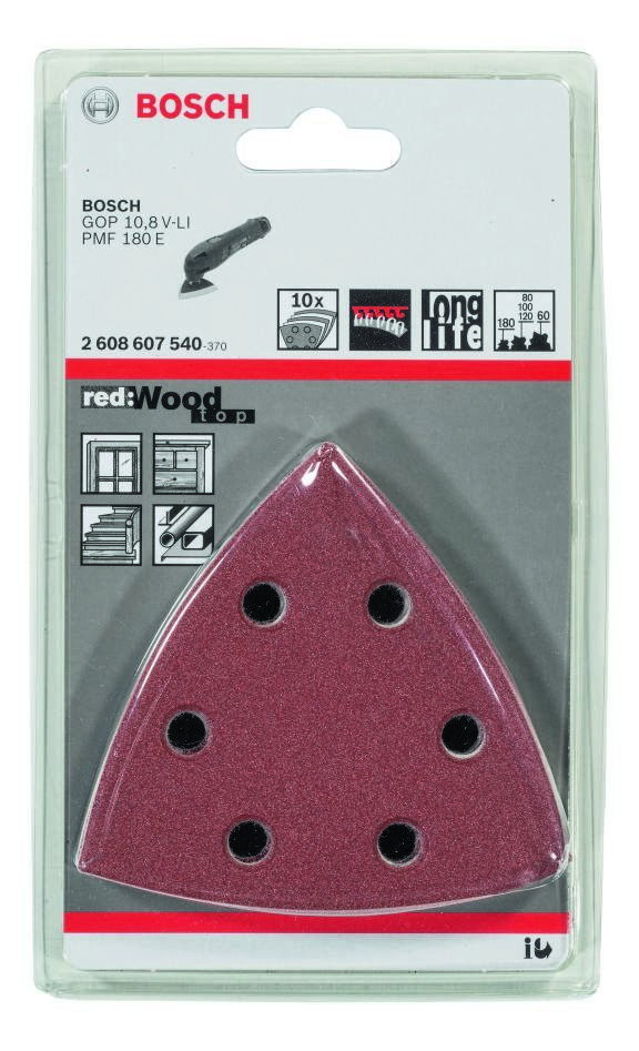 Bosch Blue Zubehör 2608607540 10-teiliges Schleifblatt-Set Körnung 60 / 80 / 100 / 120 / 180