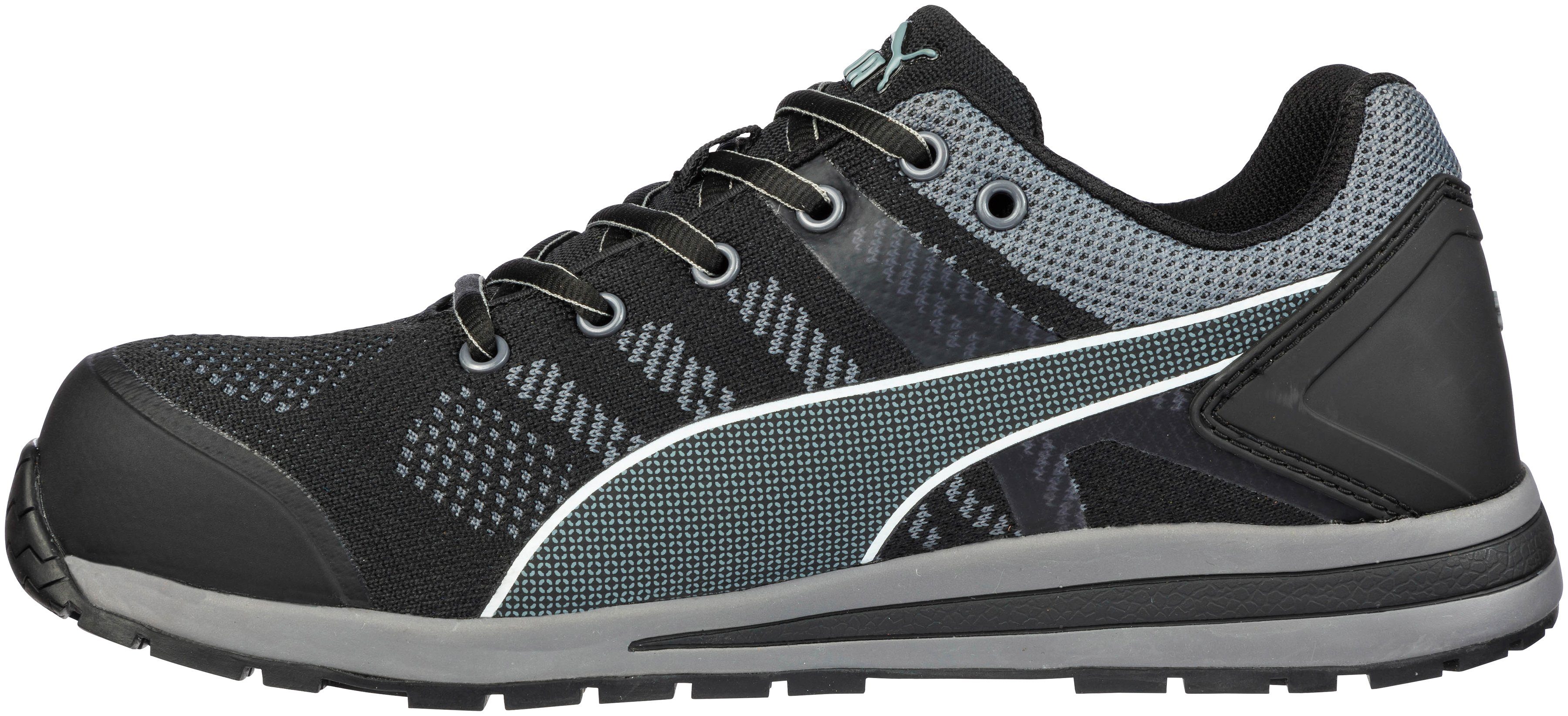 PUMA Safety Elevate Knit Black Sicherheitsschuh S1P, SAFETY KNIT®, evercushion® BA+ Fußbett, DGUV 112-191, ESD