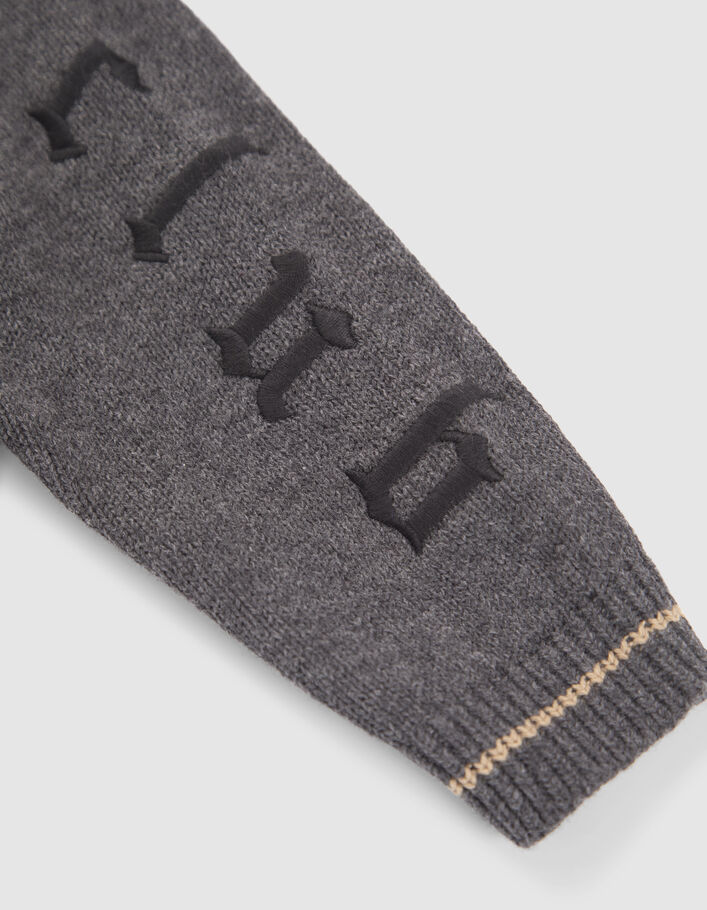 Cardigan gris tricot avec broderies manches bébé garçon