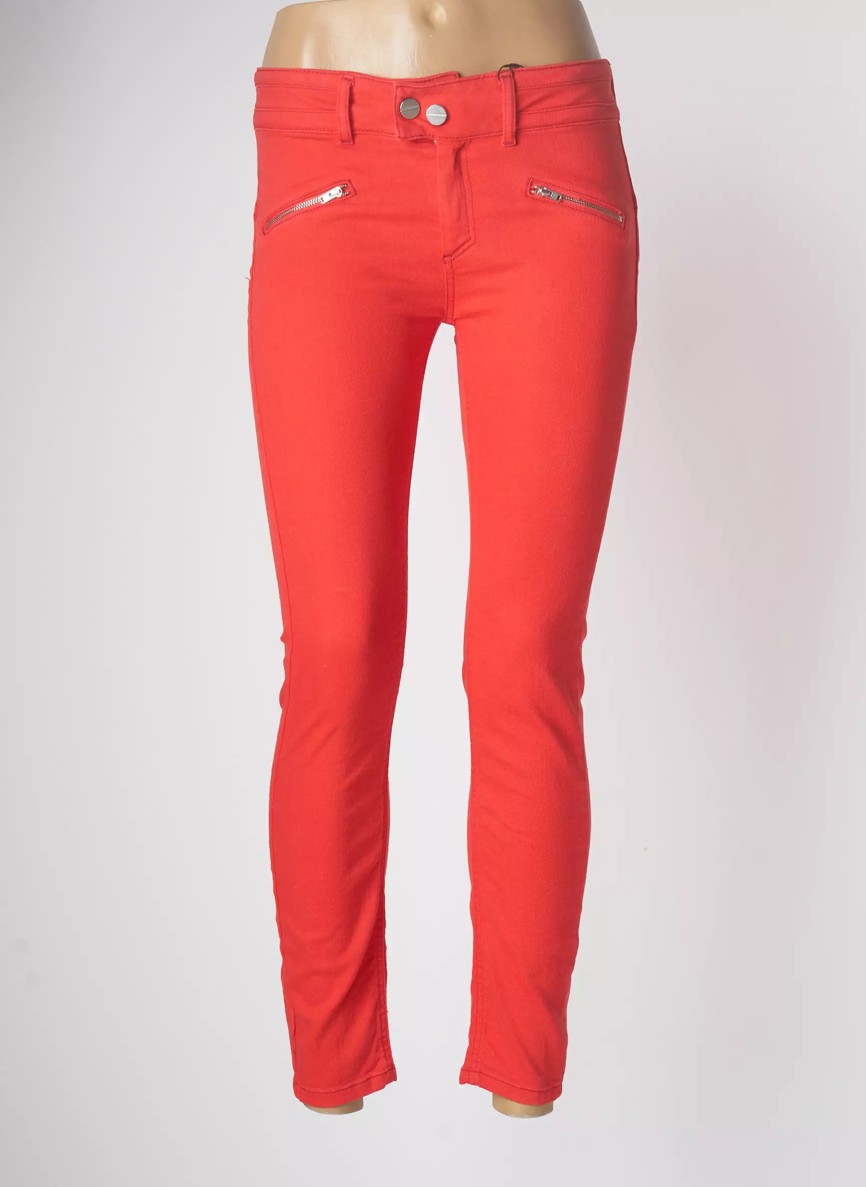 Huit Six Sept Pantalons Slim Femme couleur rouge