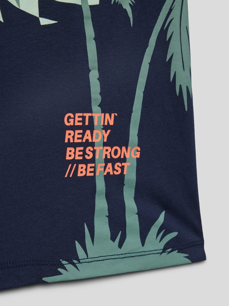 T-Shirt mit Motiv-Print in marineblau
