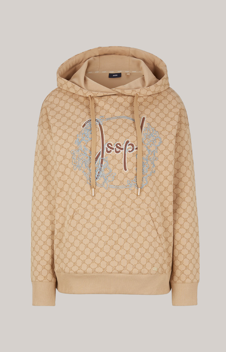 Hoodie in Beige gemustert