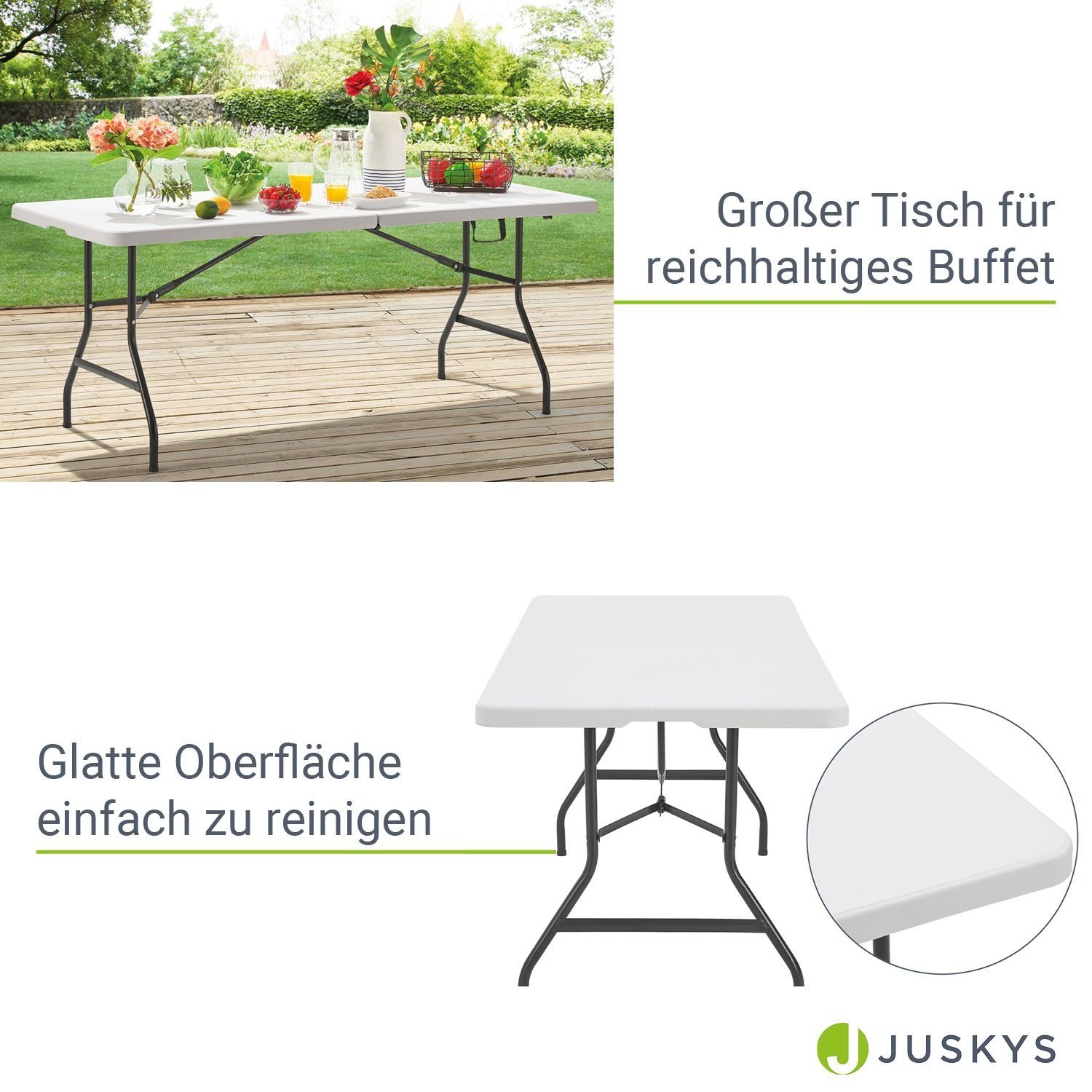 Juskys Klapptisch XL, klappbar, witterungsbeständig, leicht zu reinigen