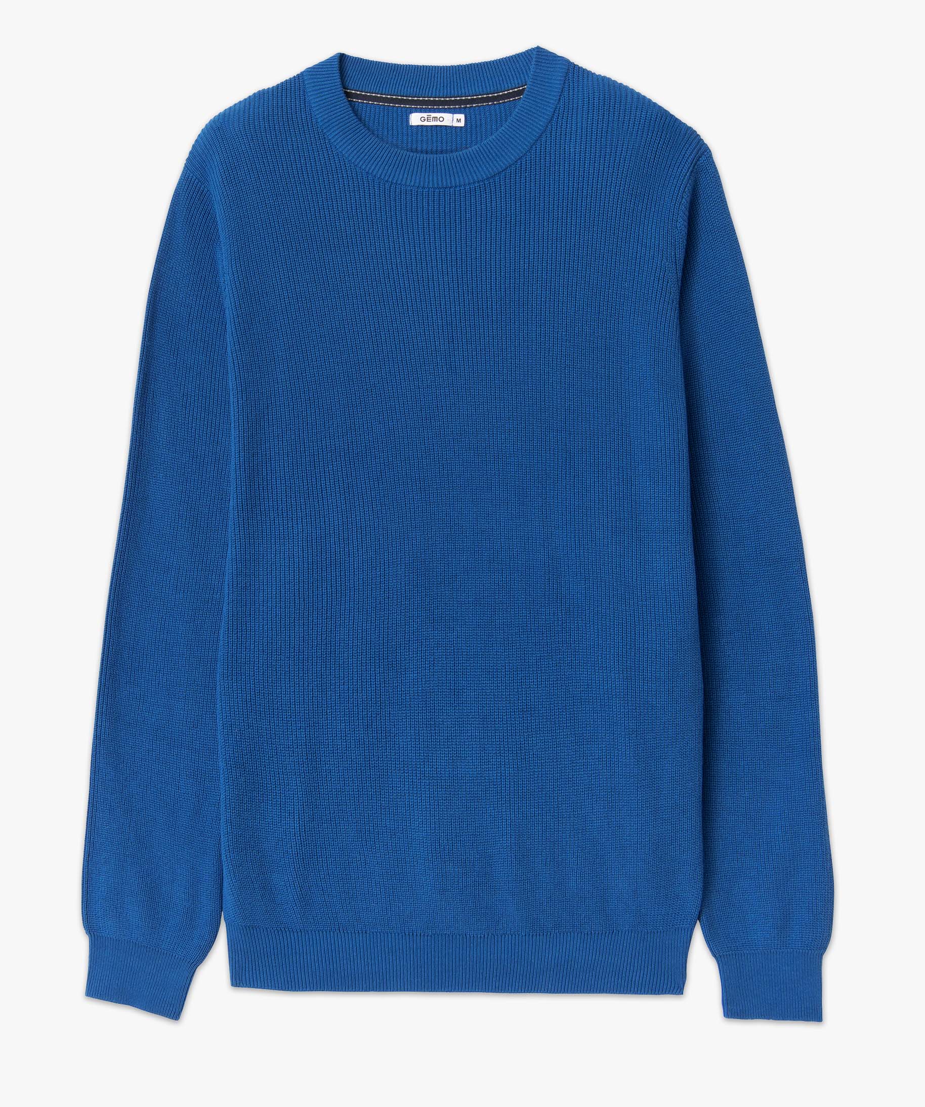 Pull homme en maille unie bleu | GEMO