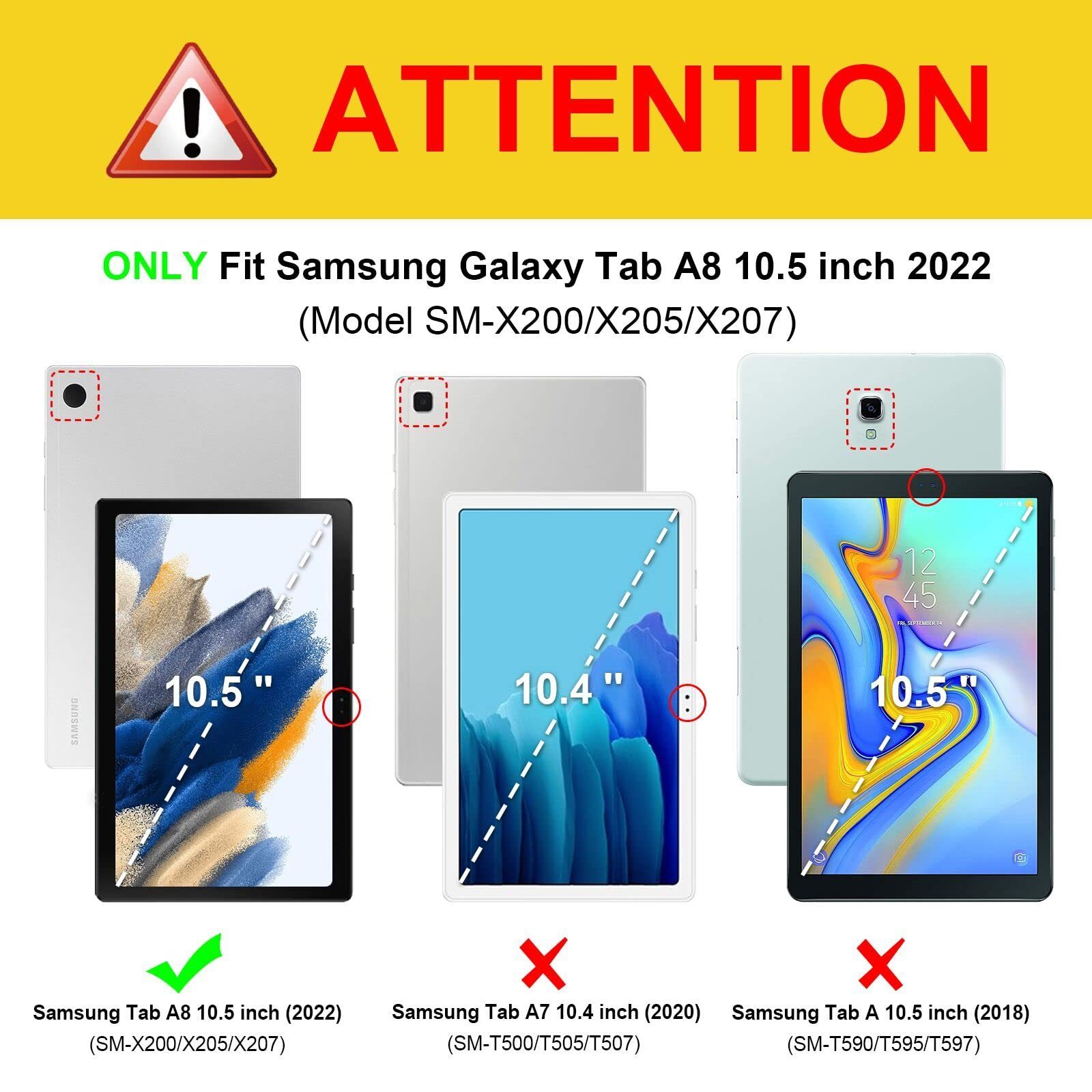 Fintie Tablet-Hülle für Samsung Galaxy Tab A8 10.5 Zoll 2022/2021 SM-X200/X205/X207, Multi-Winkel Folio Hülle Dokumentschlitze, Auto Schlaf/Wach Funktion