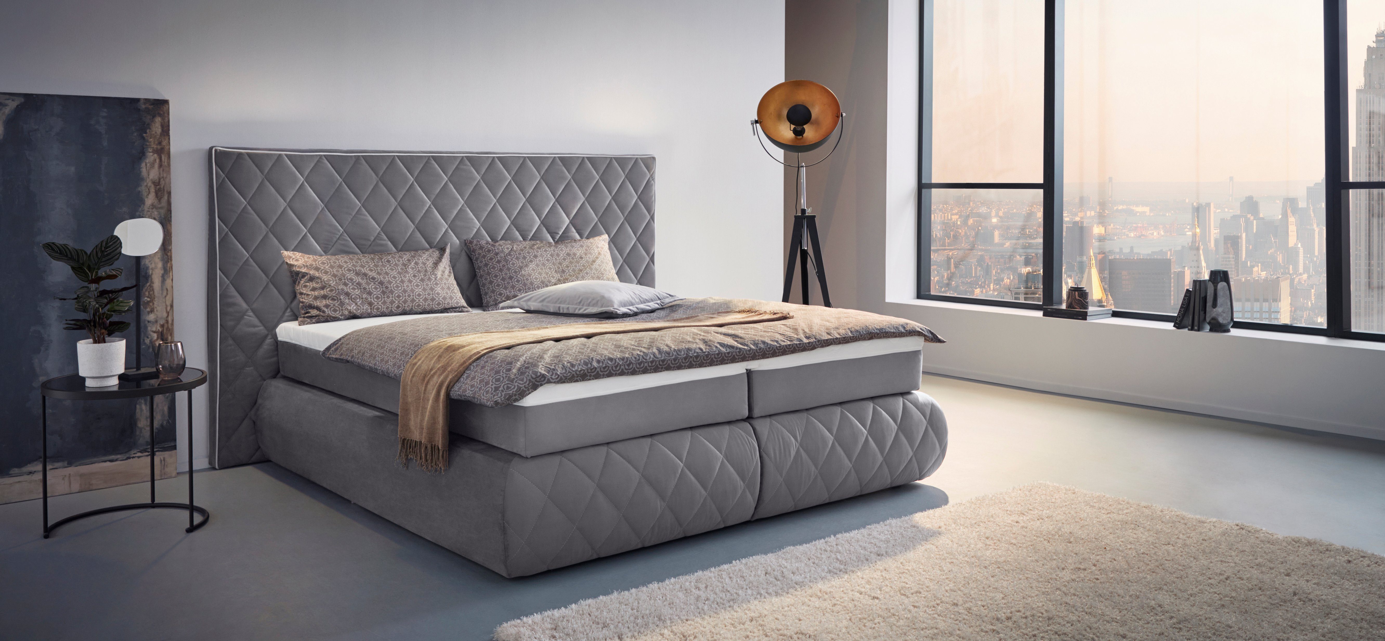 Places of Style Boxspringbett Alaric, wahlweise mit und ohne Leuchten, Obermatratze Tonnentaschenfederkern
