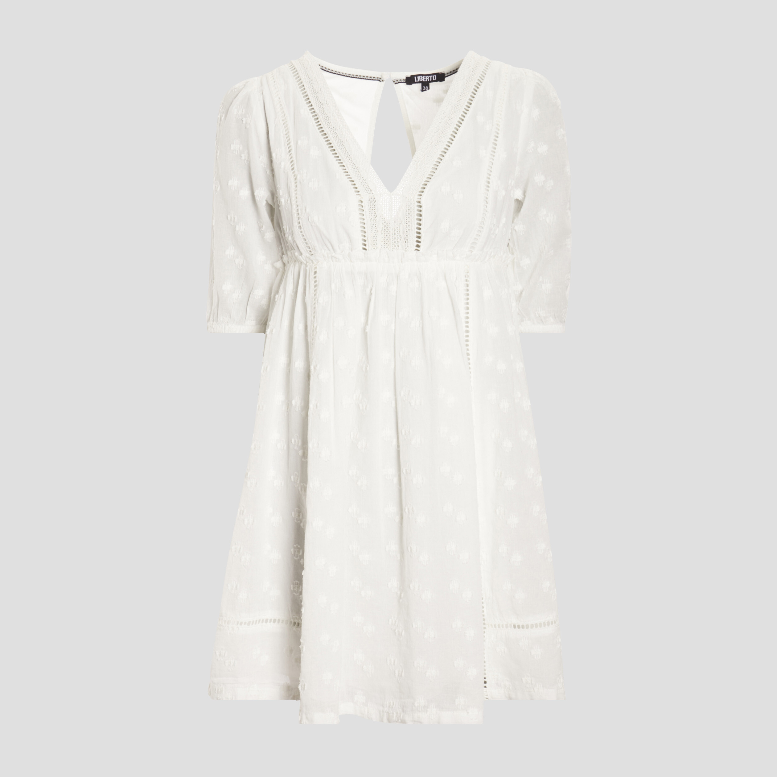 Robe évasée col en V Liberto ivoire femme | La Halle