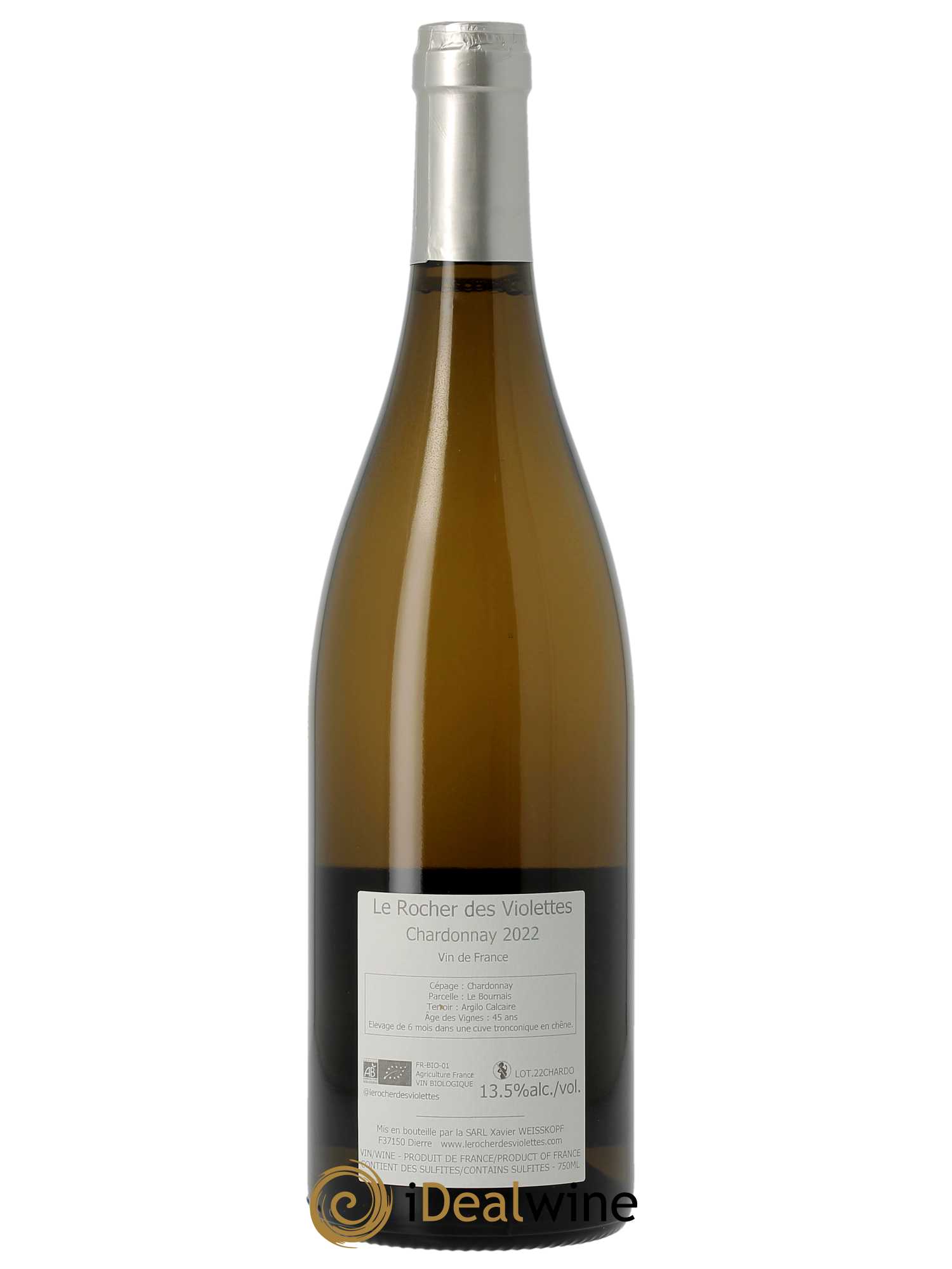 Vin de France Chardonnay Le Rocher des Violettes  2022 - Lot de 1 Bouteille