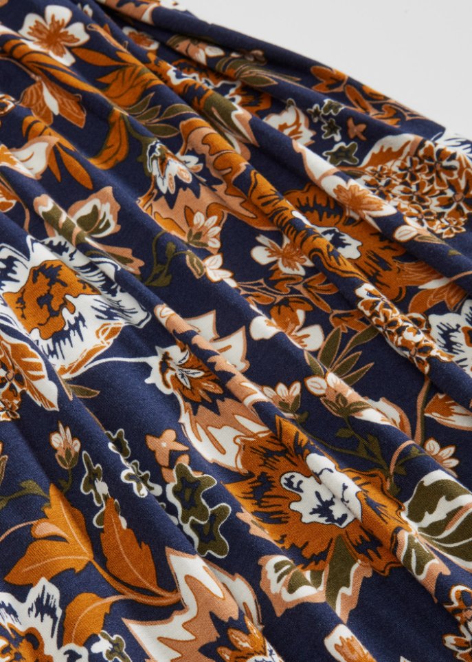 Jerseykleid mit V-Ausschnitt und Bindeband