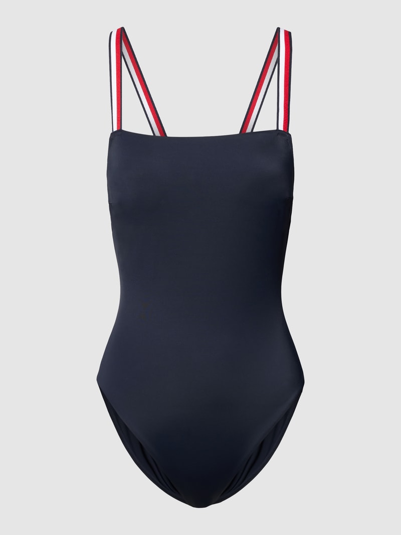 Badeanzug mit Logo-Applikation in marineblau