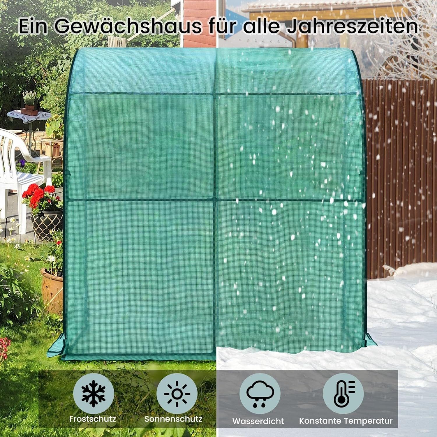 Woltu Gewächshaus, BxTxH: 200 x 100 x 210,00 cm, PE-Plane mit Rolltüren