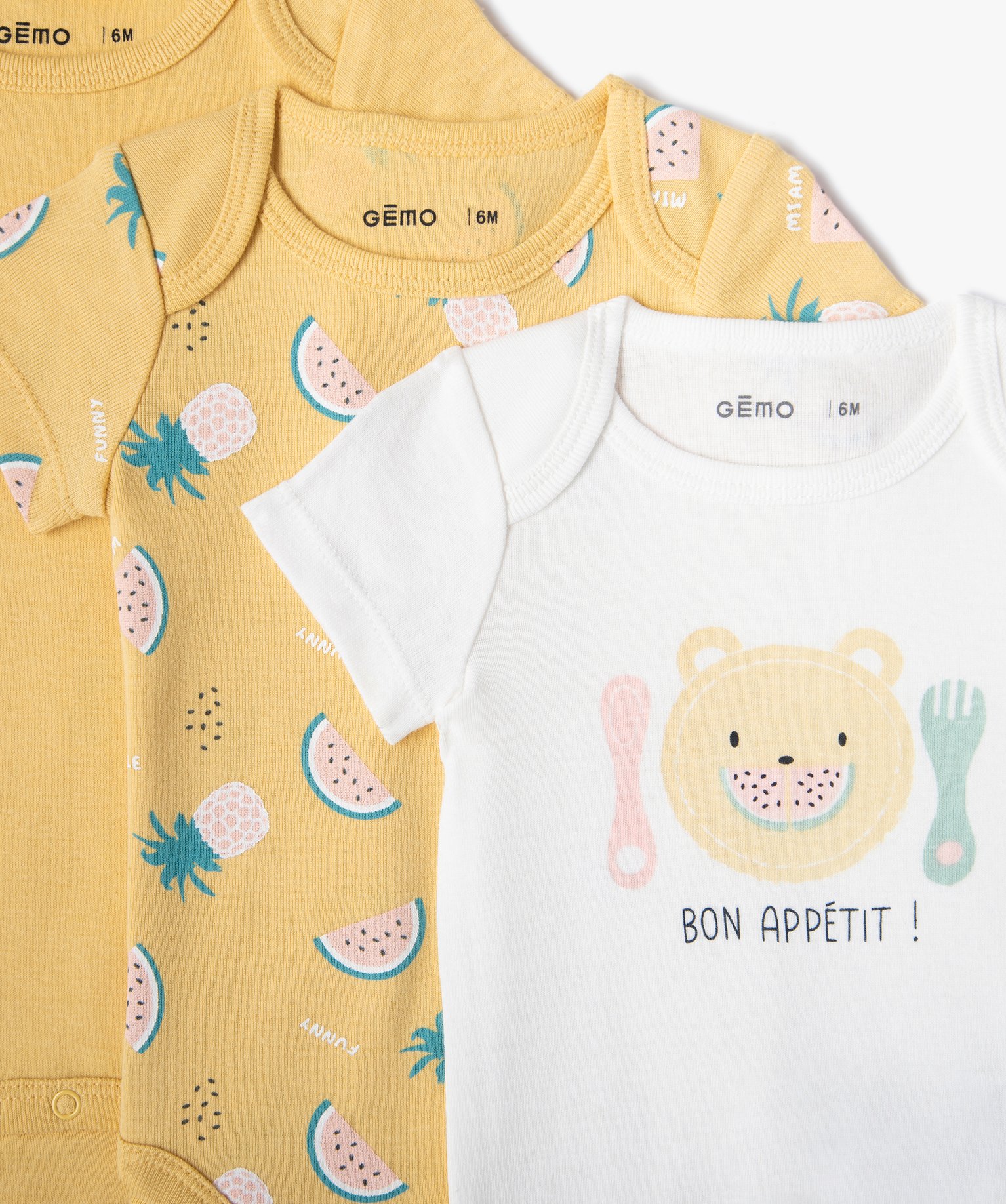 Body bébé à manches courtes et col US à motif fruits (lo... jaune | GEMO