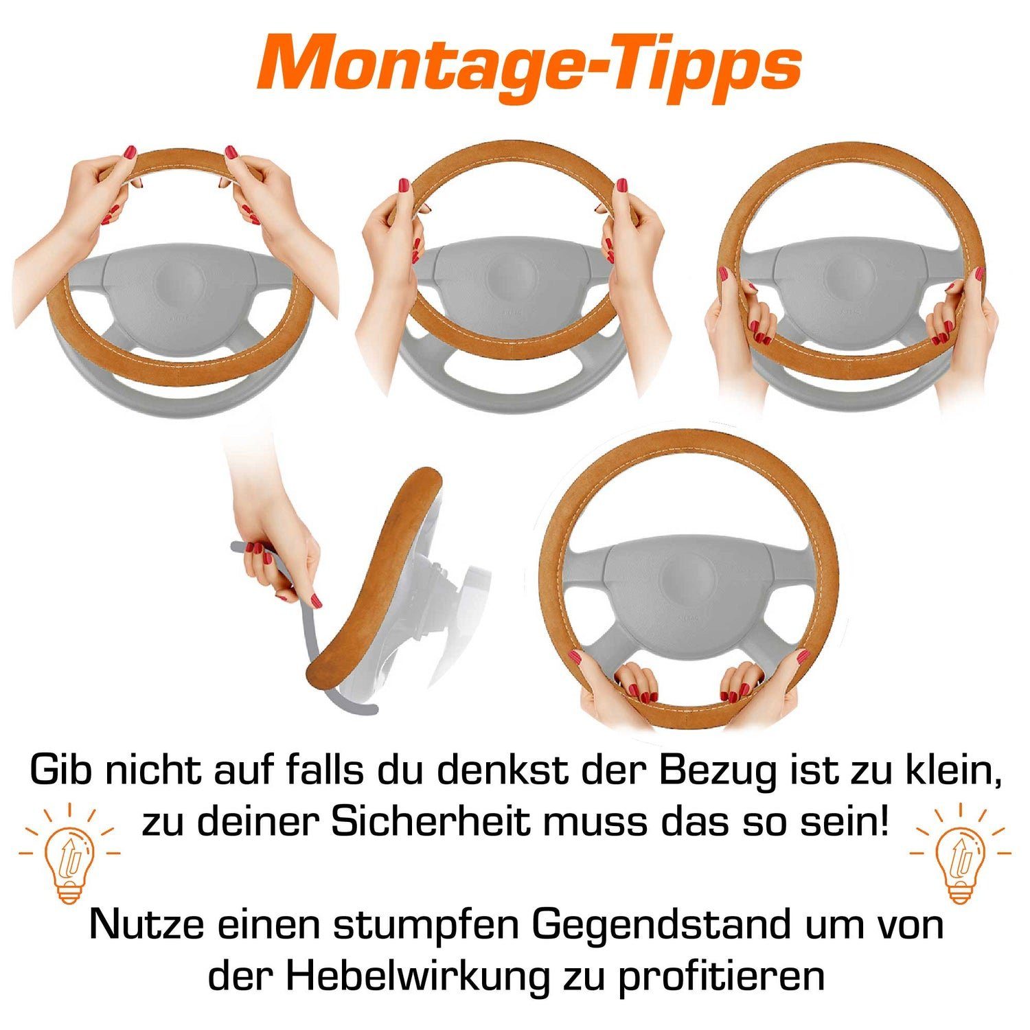 Upgrade4cars Lenkradbezug Alcantara Optik, Ø 37,00 - 39,00 cm, Sportlich-Elegante Wildlederähnliche Struktur