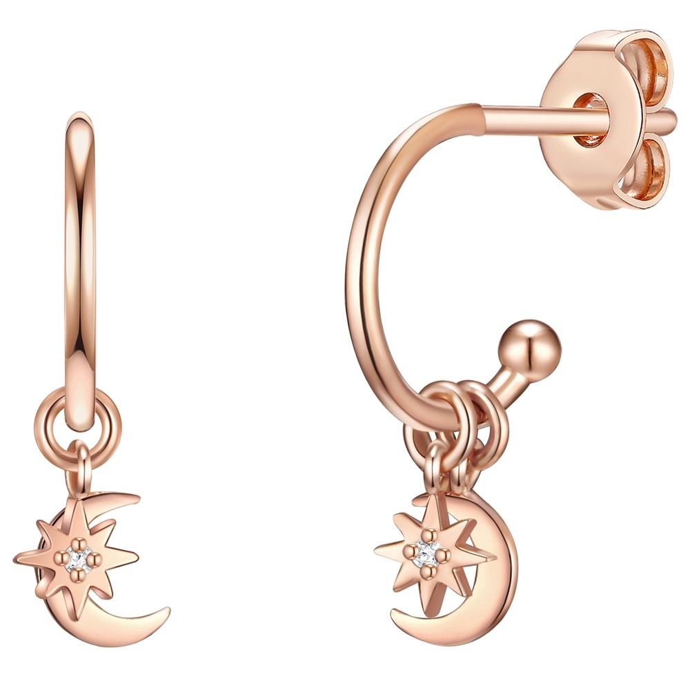 Glanzstücke München Puces d'oreilles en argent Croissant/étoile Argent sterling Oxyde de zirconium (C Boucles d'oreilles