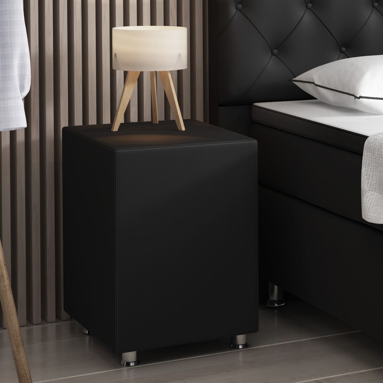 IHG IHG Nachttisch Hocker Kara Kunstleder schwarz