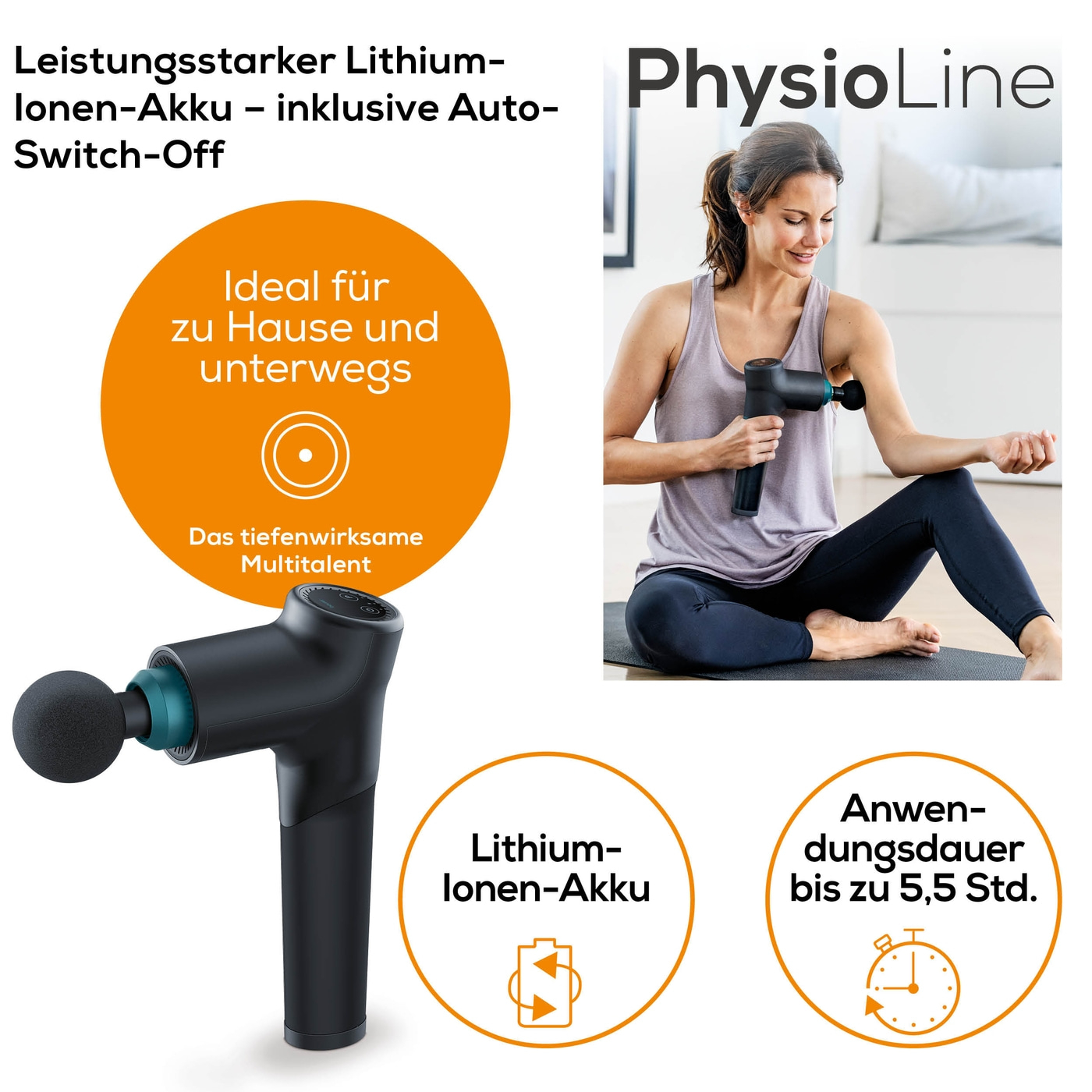 Beurer MG 185 MASSAGE GUN-Ergonomische Massagepistole zur Muskelentspannung mit 5 Aufsätzen & 9 Stufen