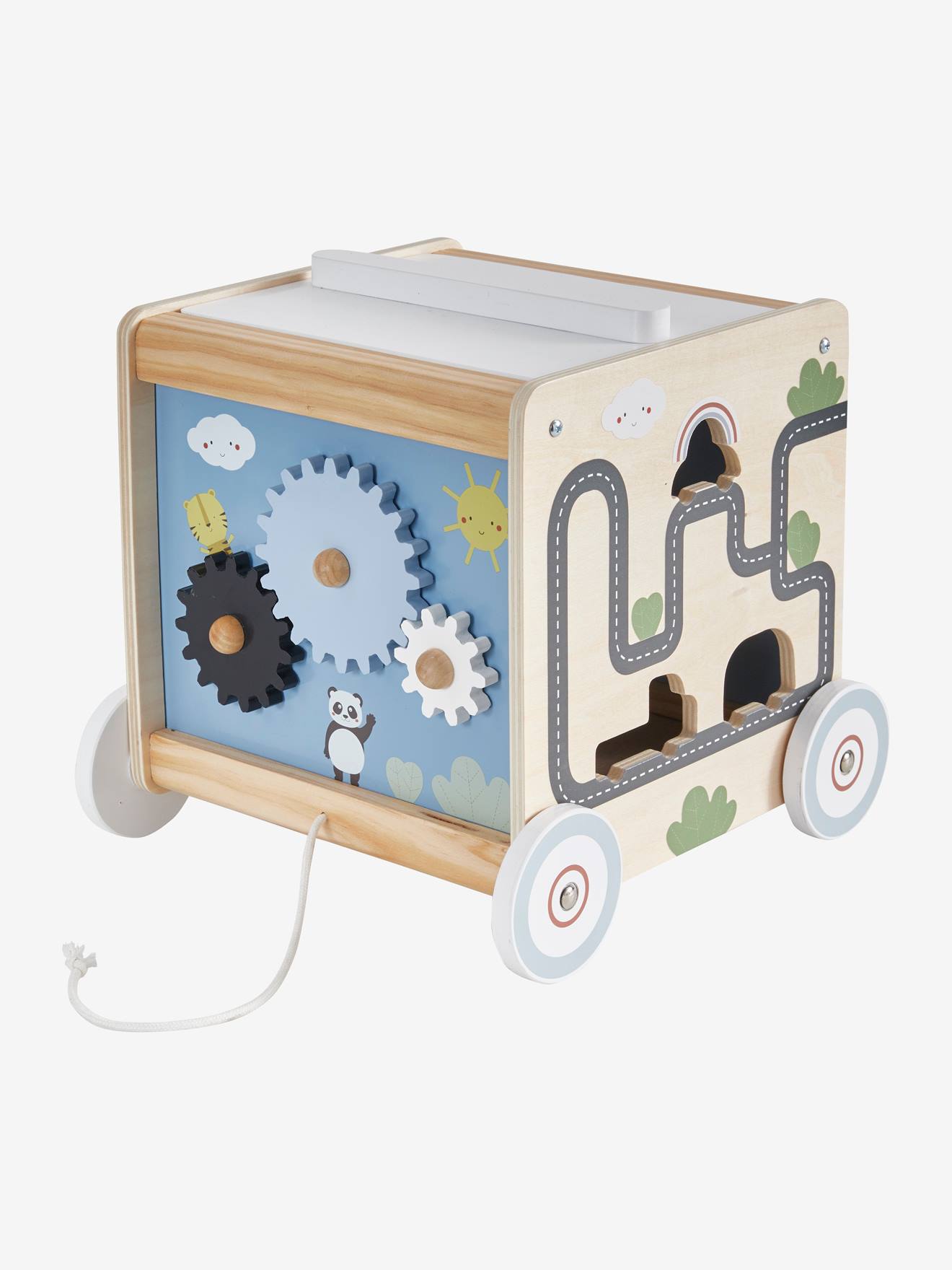 Cube d'activités à tirer EN VOITURE SIMON en bois FSC® multicolore